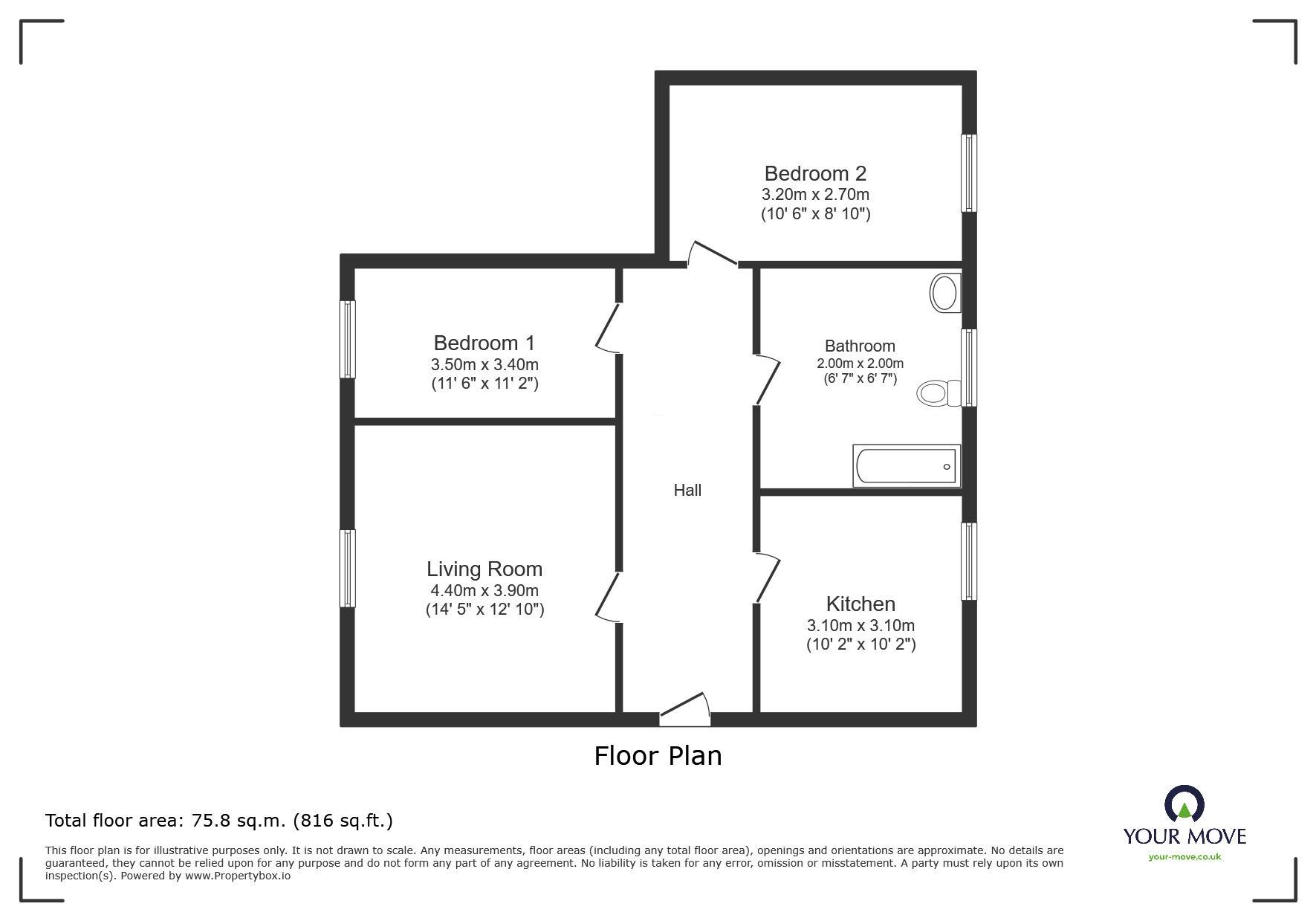 Floorplan of 2 bedroom Flat to rent, Tay Road, Lubbesthorpe, Leicestershire, LE19