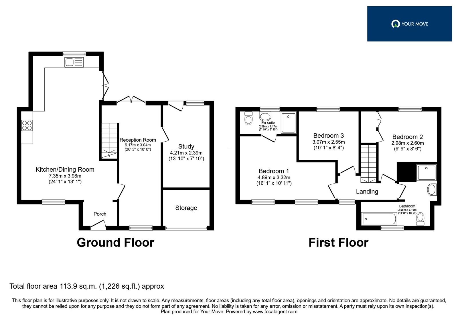 Floorplan of 3 bedroom Link Detached House for sale, Cromford Way, Broughton Astley, Leicestershire, LE9