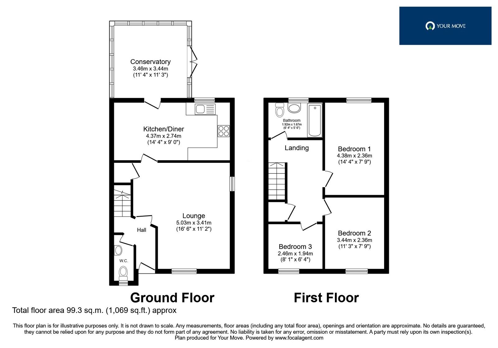 Floorplan of 3 bedroom Semi Detached House for sale, Shades Close, Croft, Leicestershire, LE9