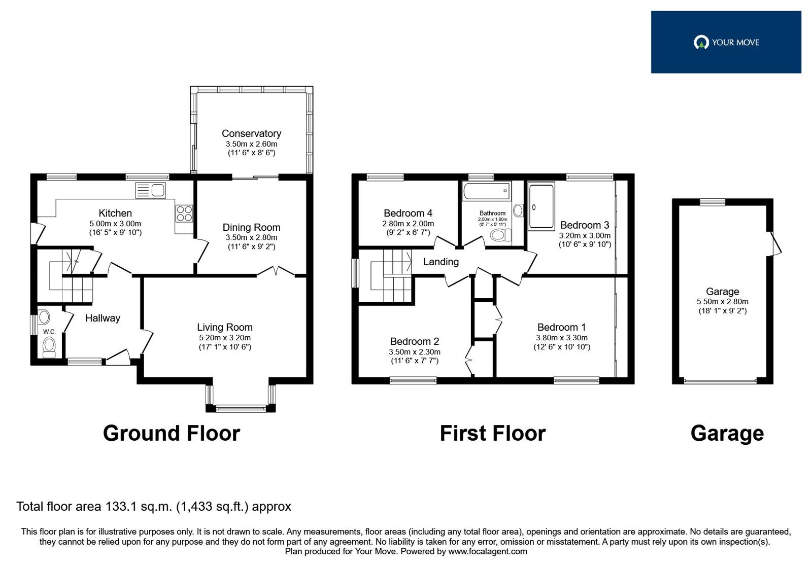 Floorplan of 4 bedroom Semi Detached House for sale, Knightsbridge Road, Glen Parva, Leicestershire, LE2
