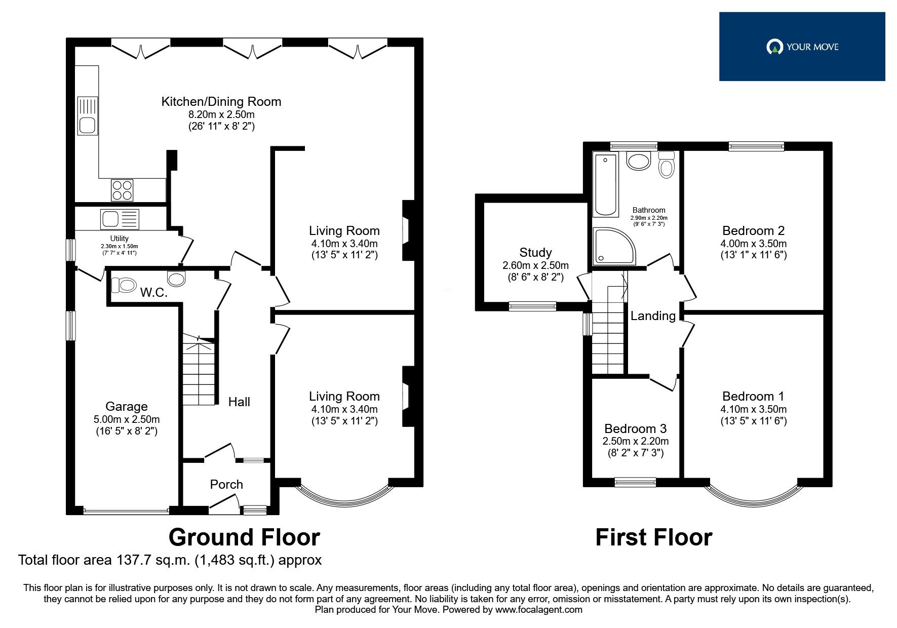 Floorplan of 4 bedroom Semi Detached House for sale, Howard Road, Glen Parva, Leicestershire, LE2