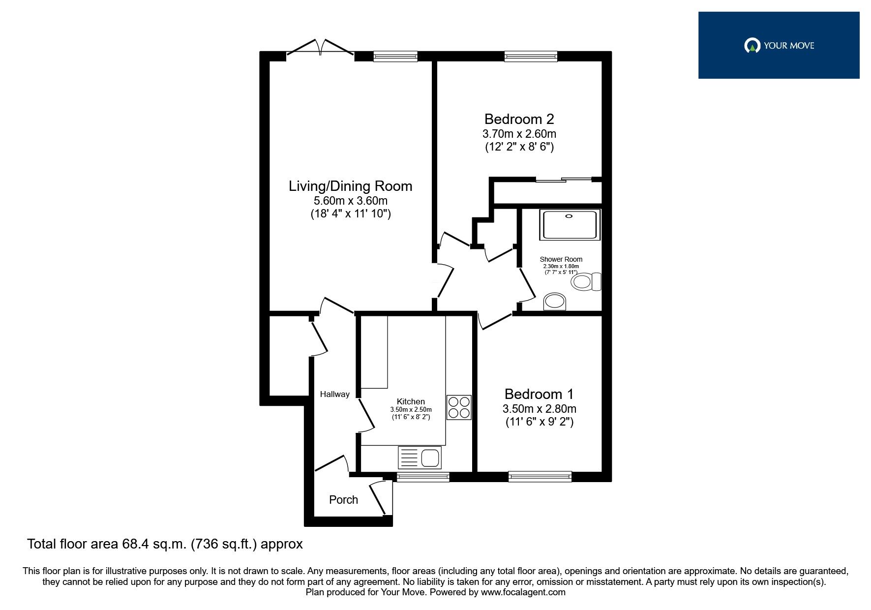 Floorplan of 2 bedroom Flat for sale, Winterburn Gardens, Whetstone, Leicestershire, LE8