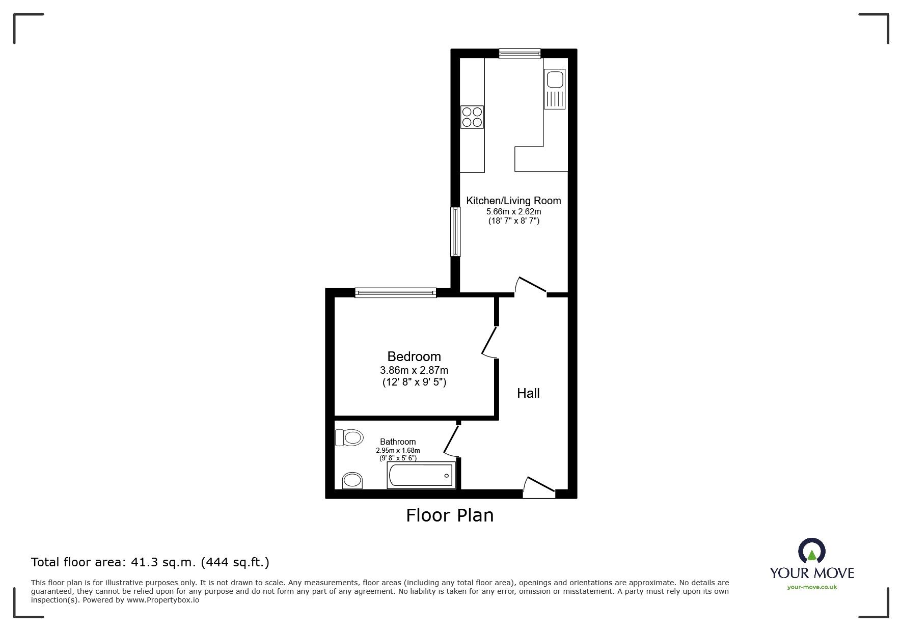 Floorplan of 1 bedroom Flat for sale, Sykefield Avenue, Leicester, Leicestershire, LE3