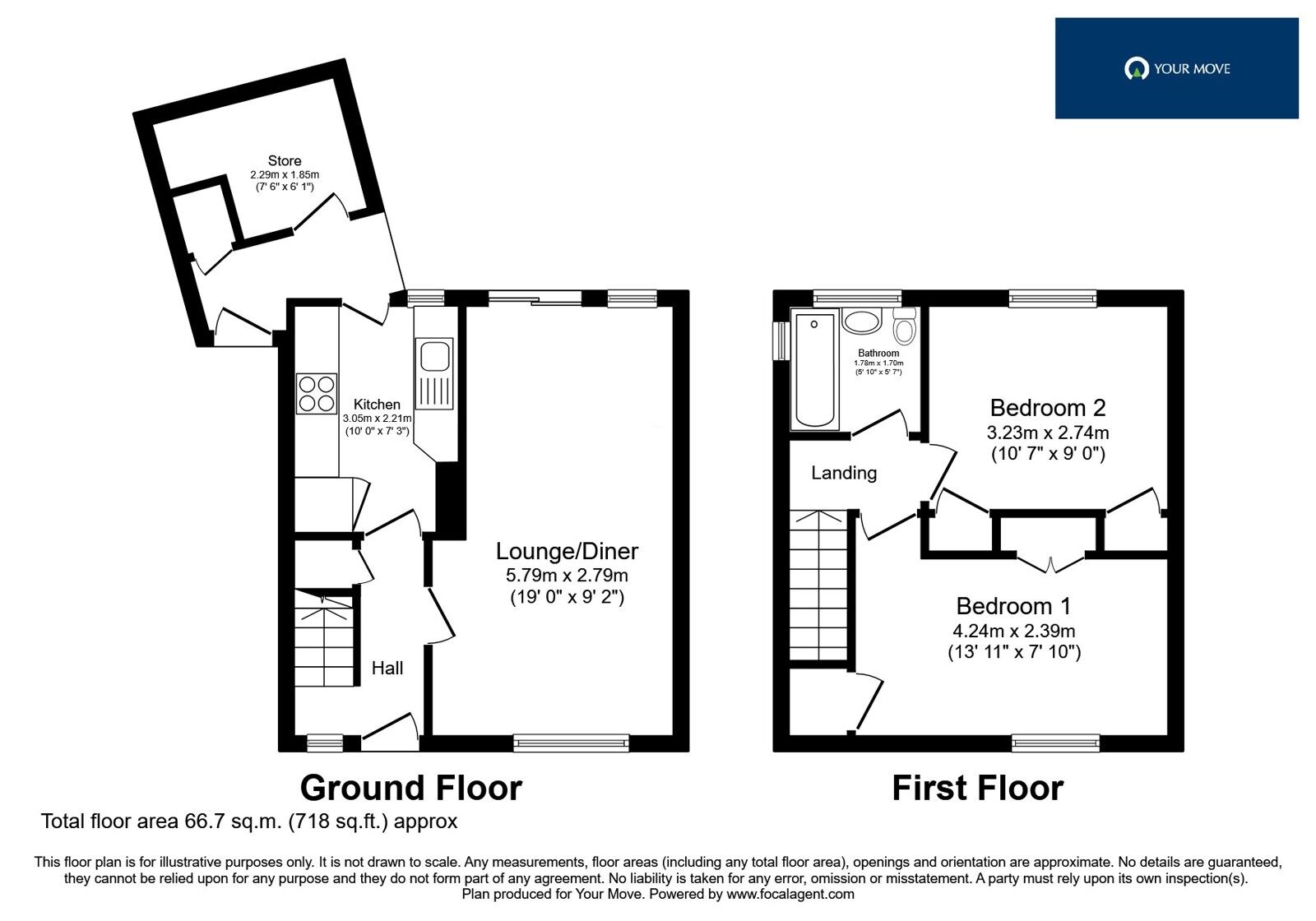 Floorplan of 2 bedroom End Terrace House for sale, Swinford Avenue, Leicester, Leicestershire, LE2