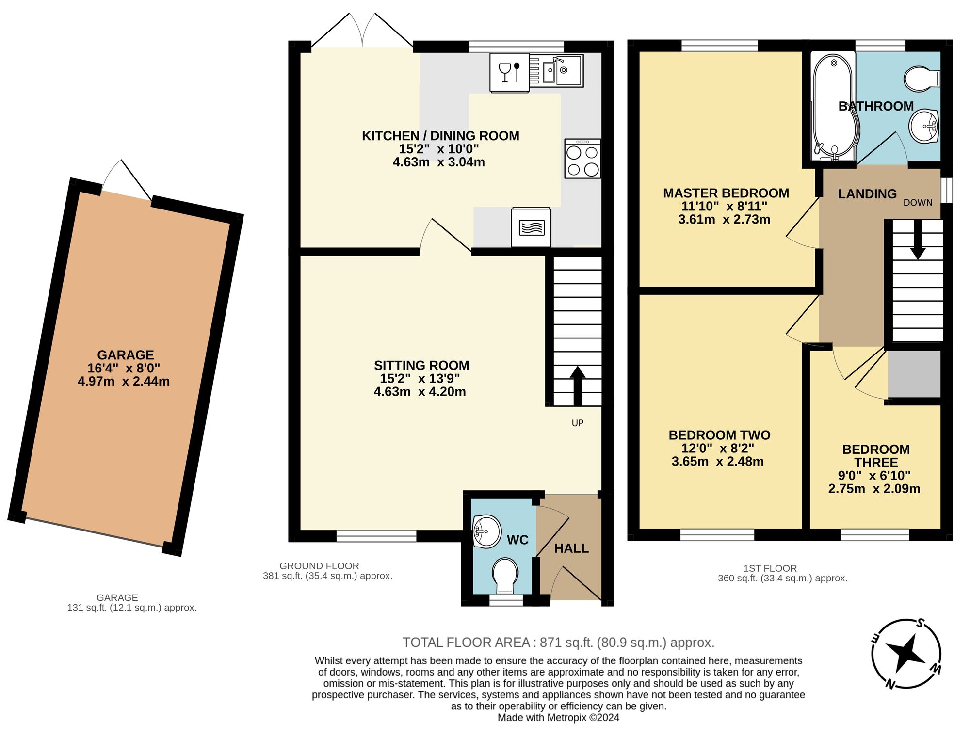 Floorplan of 3 bedroom Semi Detached House for sale, St. Pauls Close, Beccles, Suffolk, NR34