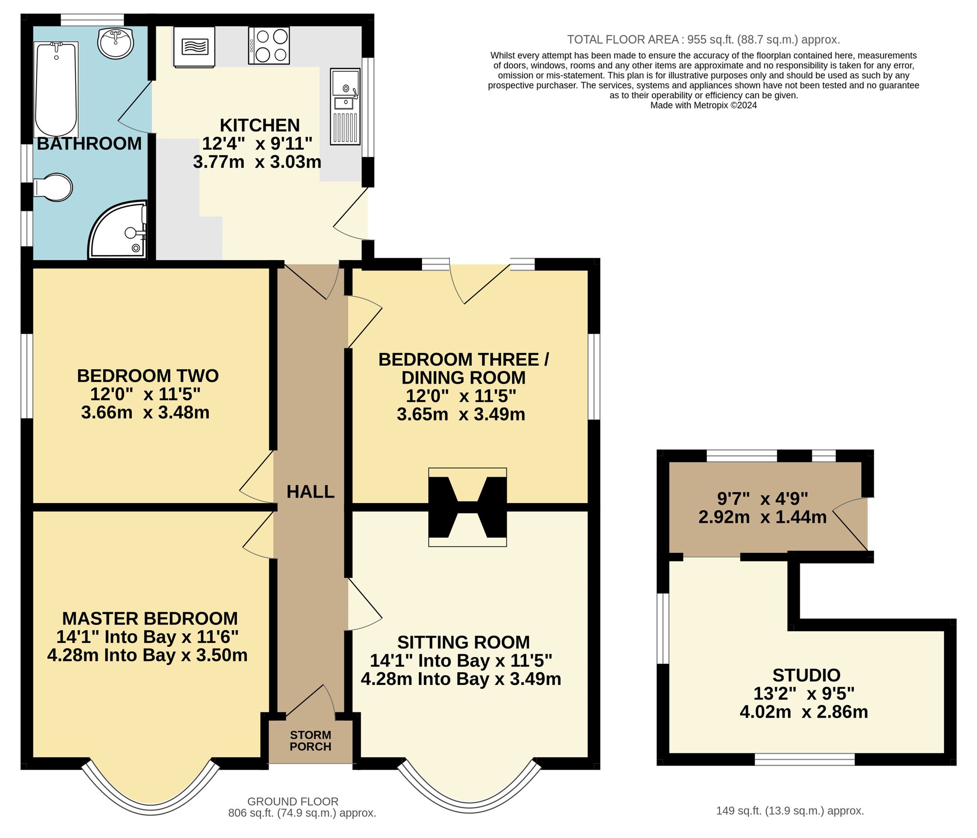 Floorplan of 3 bedroom Detached Bungalow for sale, Kemps Lane, Beccles, Suffolk, NR34