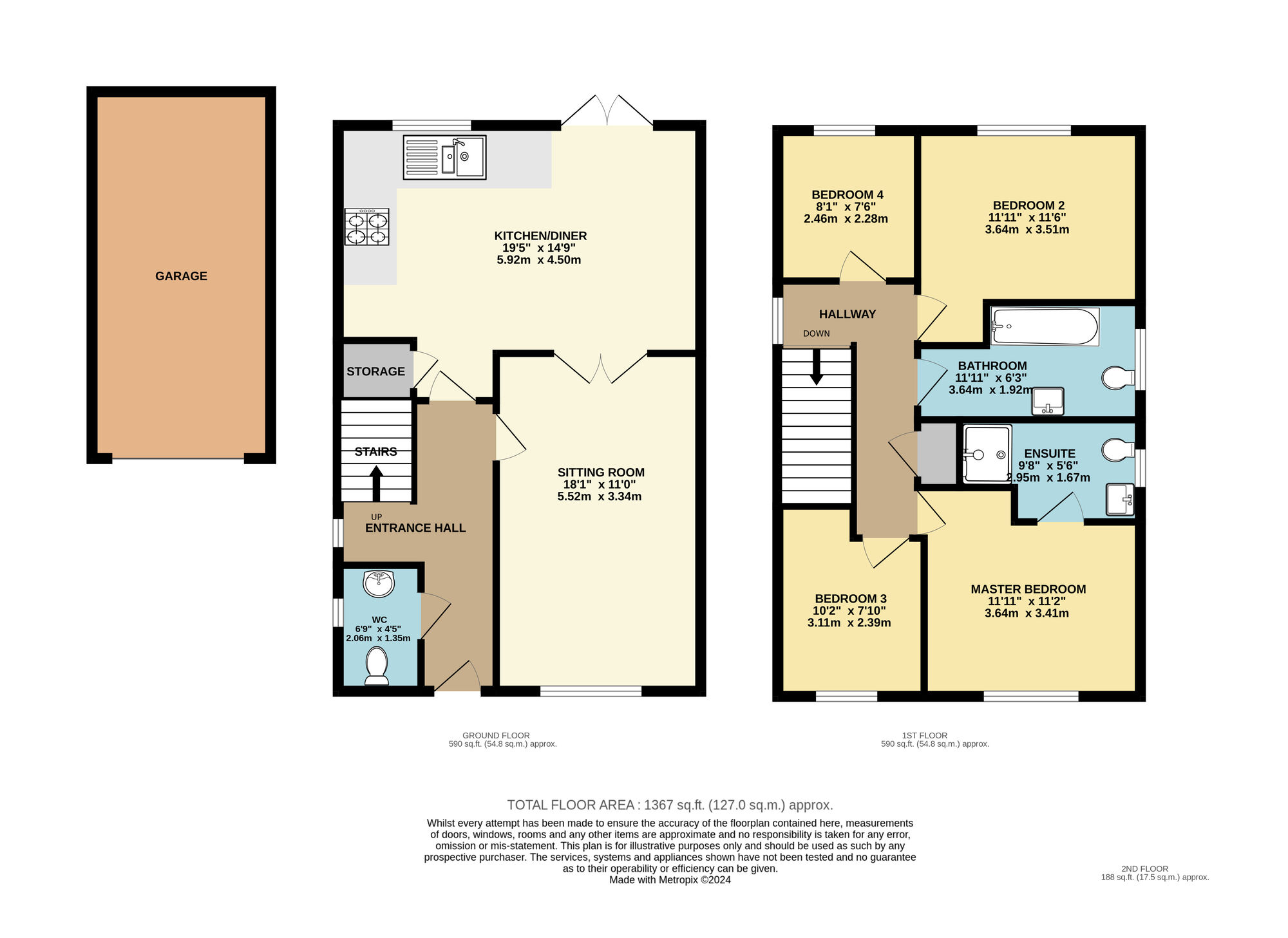 Floorplan of 4 bedroom Detached House for sale, Nursery Close, Lowestoft, Suffolk, NR32