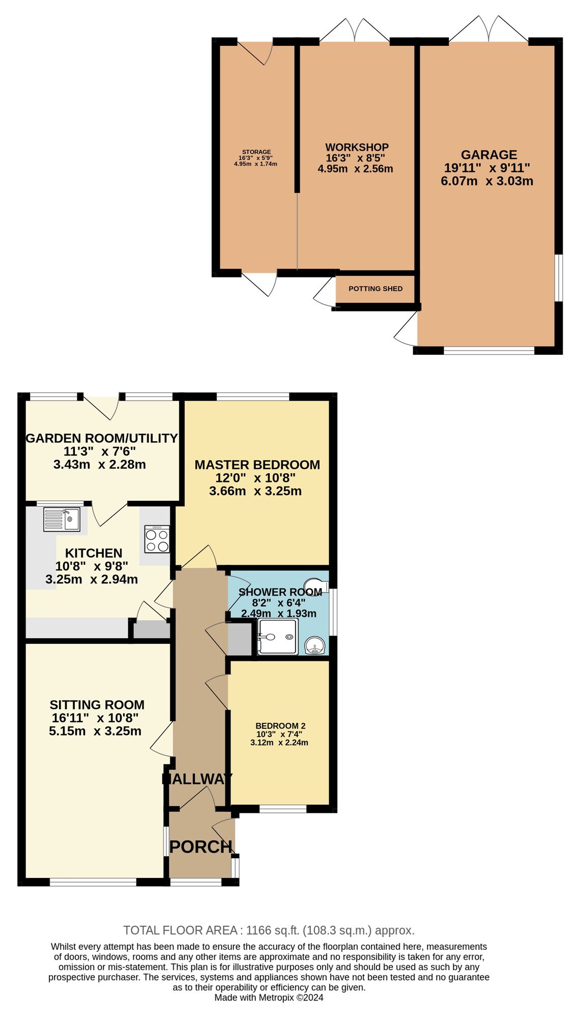 Floorplan of 2 bedroom Detached Bungalow for sale, Rock Road, Lowestoft, Suffolk, NR32