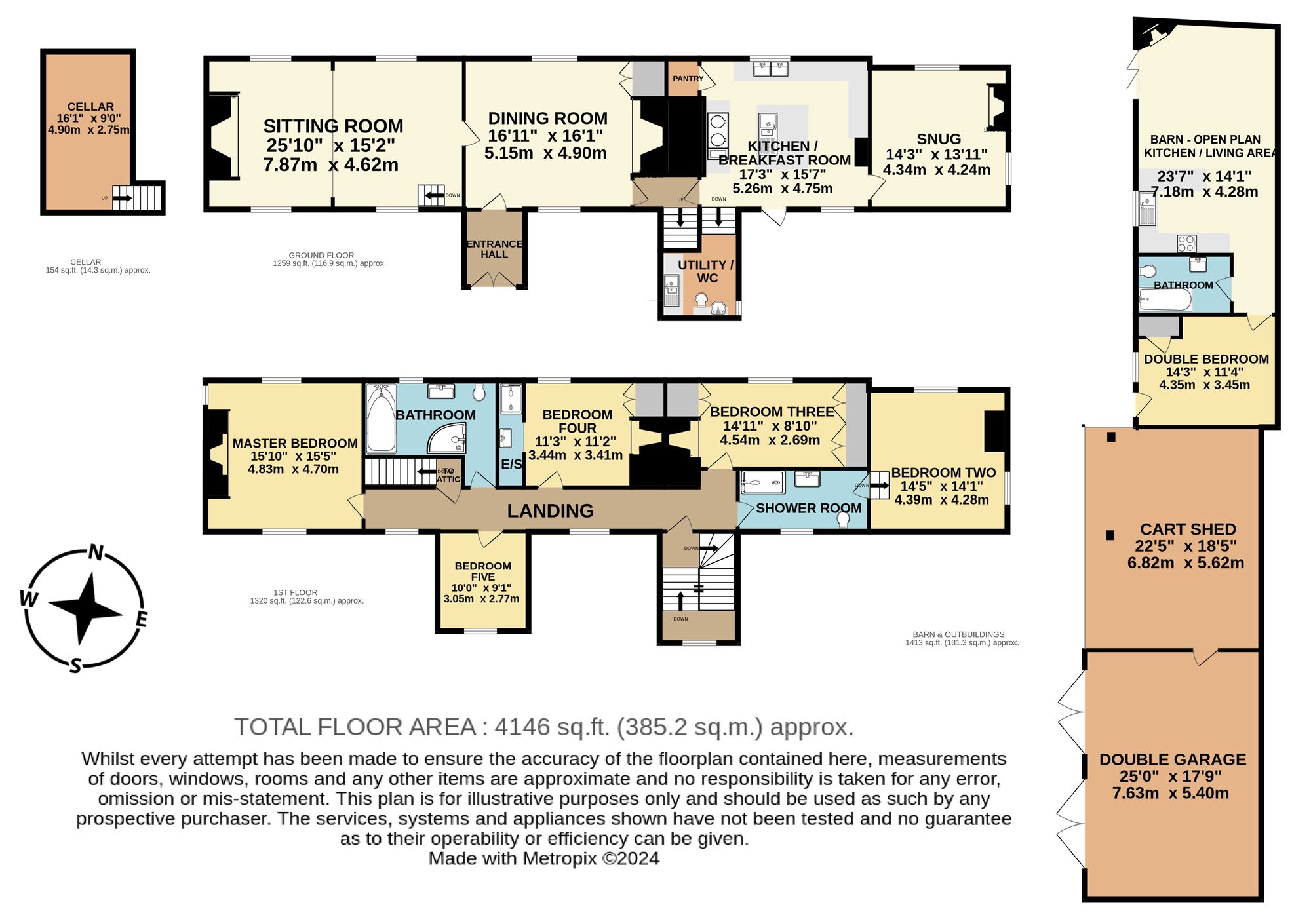 Floorplan of 5 bedroom Detached House for sale, Dunburgh Road, Geldeston, Norfolk, NR34