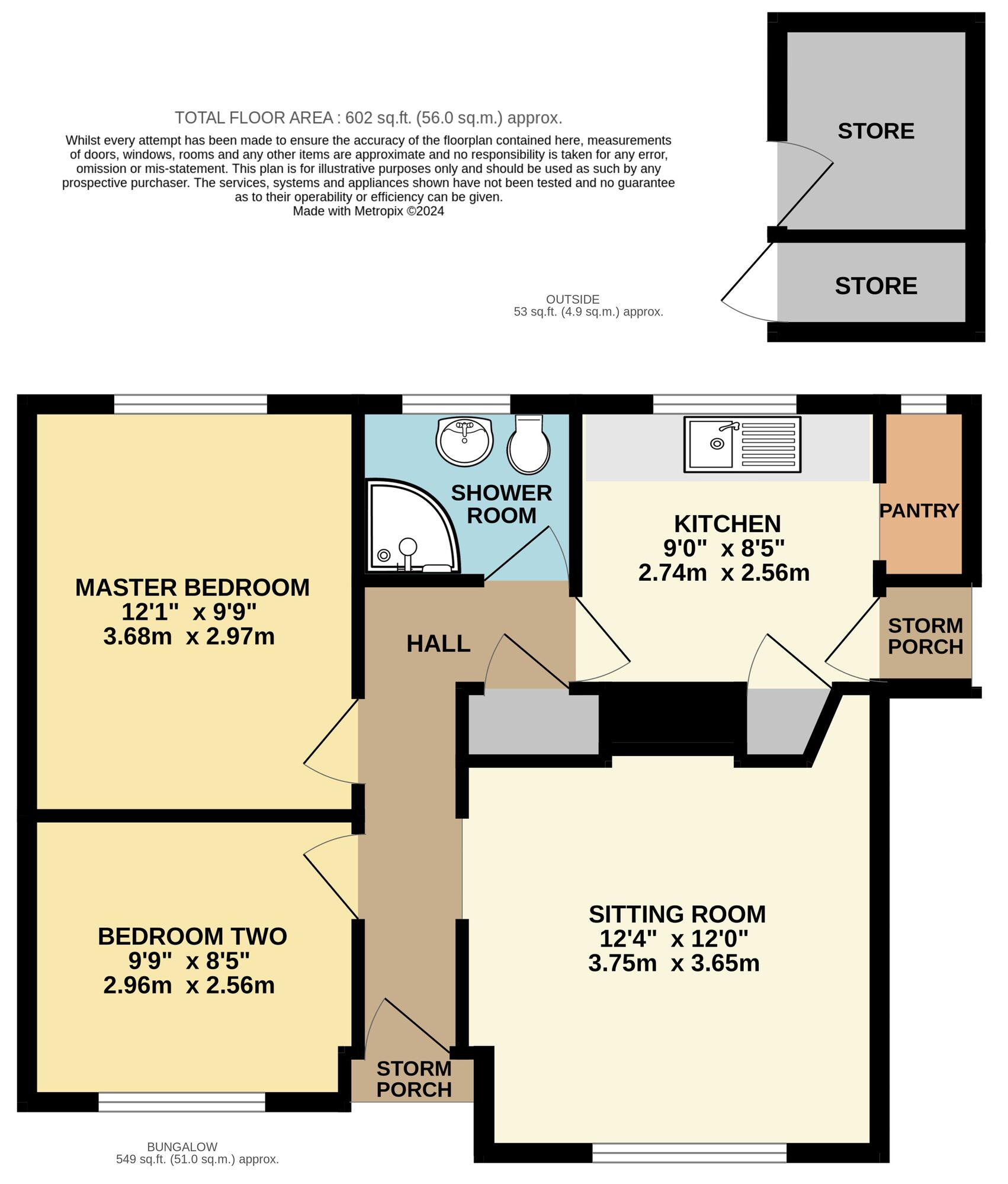 Floorplan of 2 bedroom Semi Detached Bungalow for sale, Bedingfield Crescent, Halesworth, Suffolk, IP19