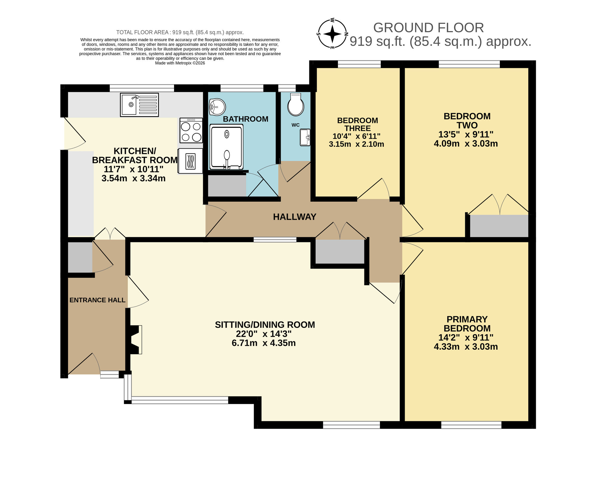 Floorplan of 3 bedroom Detached Bungalow for sale, Hillcrest Road, Suffolk, NR34