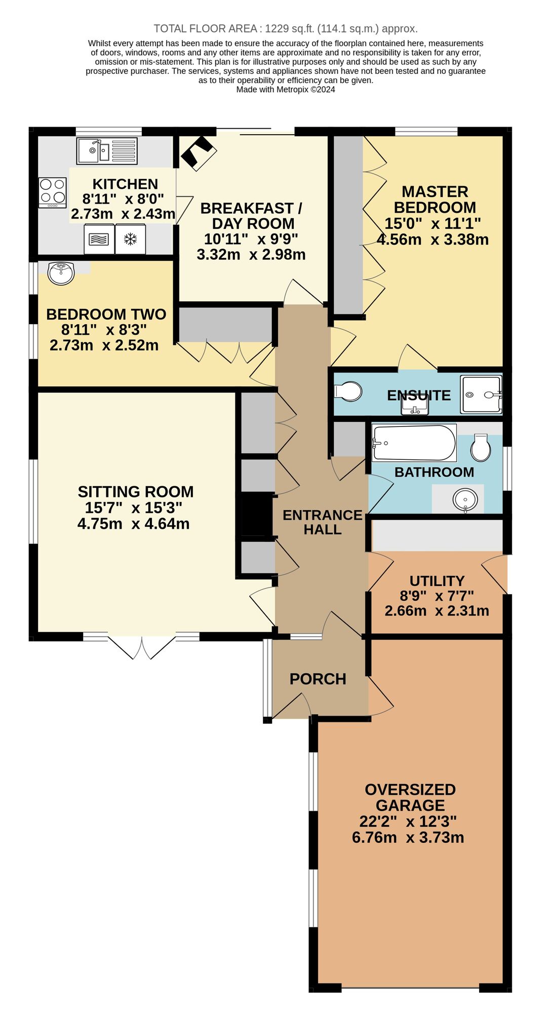 Floorplan of 2 bedroom Detached Bungalow for sale, The Street, Geldeston, Norfolk, NR34