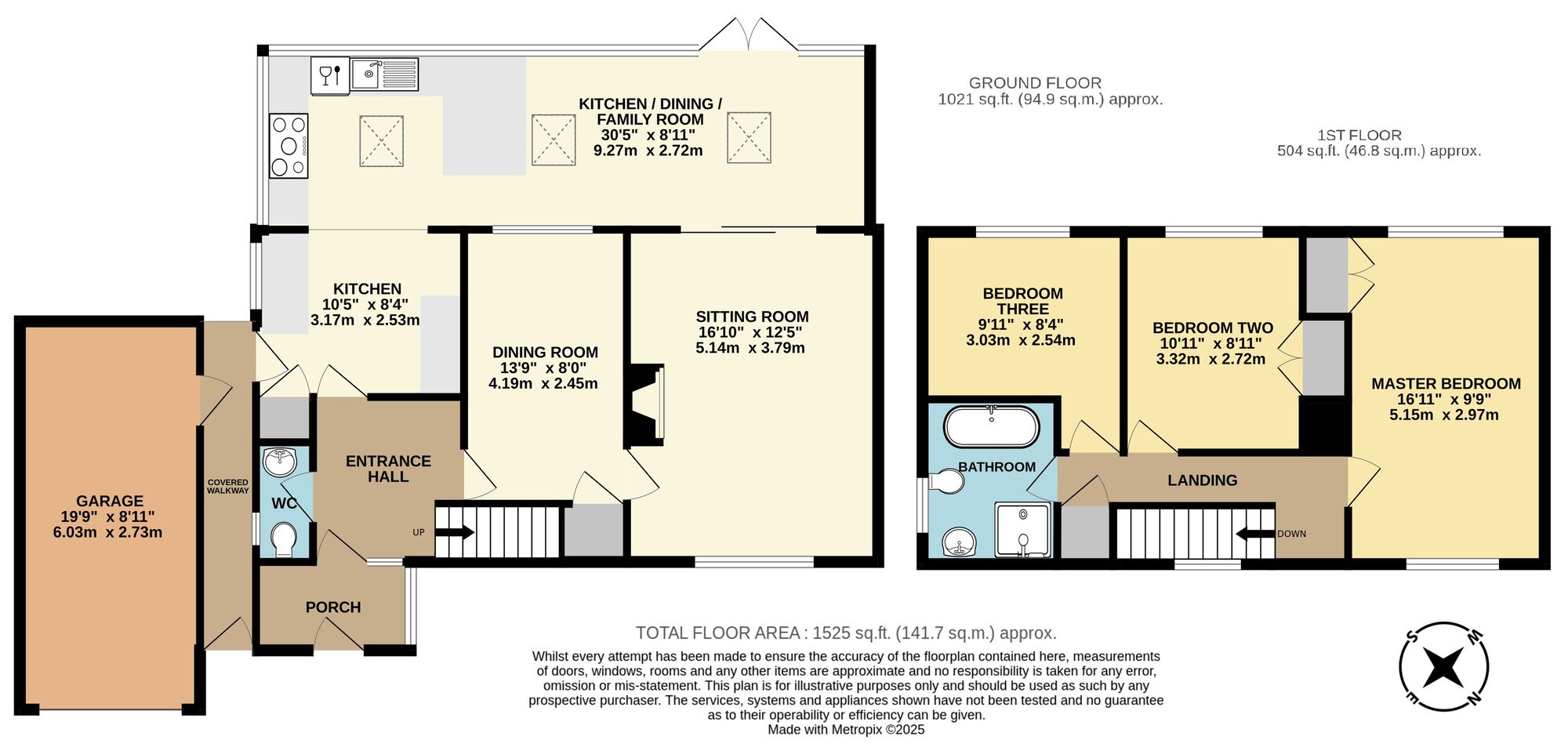 Floorplan of 3 bedroom Link Detached House for sale, Kells Way, Geldeston, Norfolk, NR34