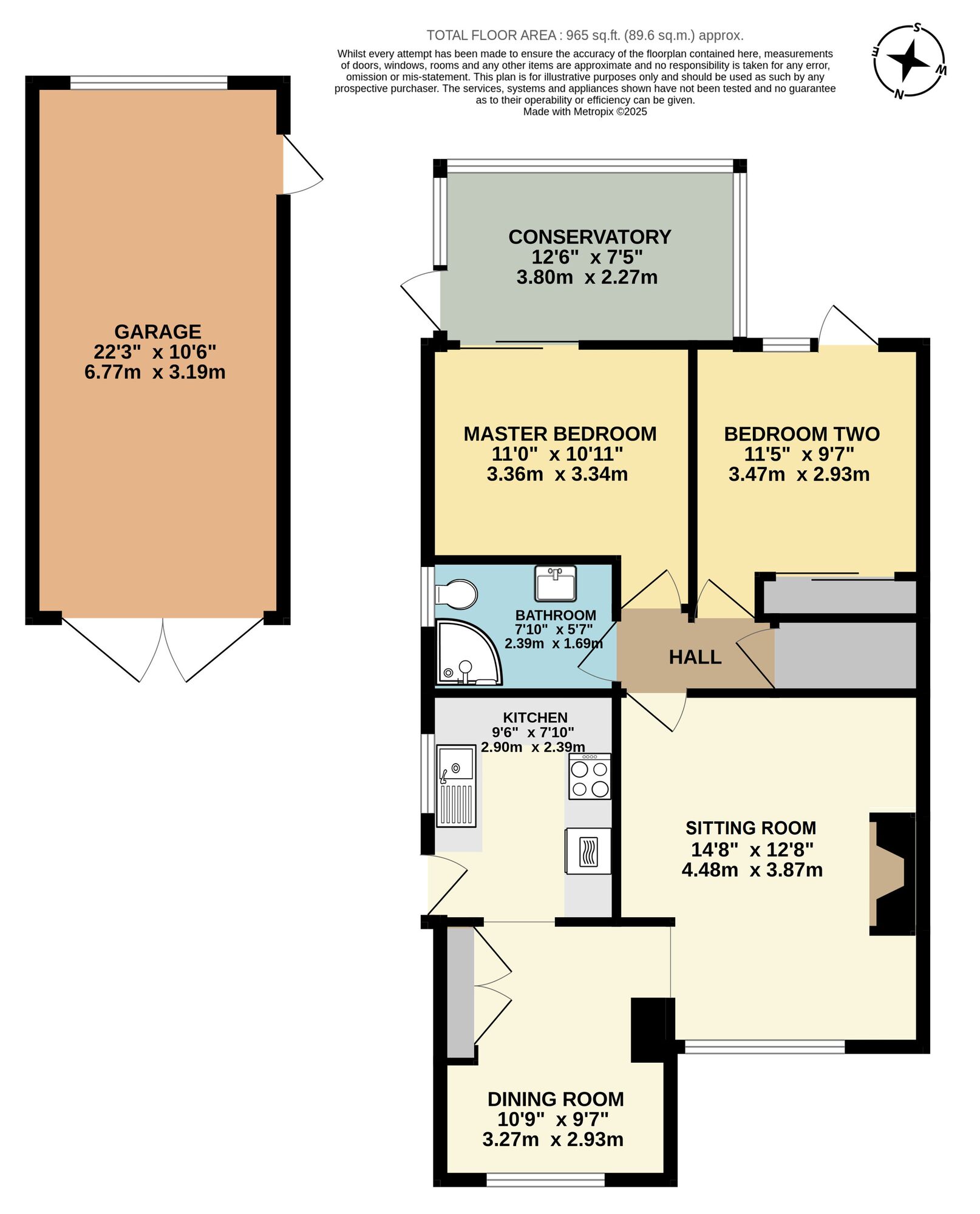 Floorplan of 2 bedroom Semi Detached Bungalow for sale, Leona Crescent, Carlton Colville, Suffolk, NR33