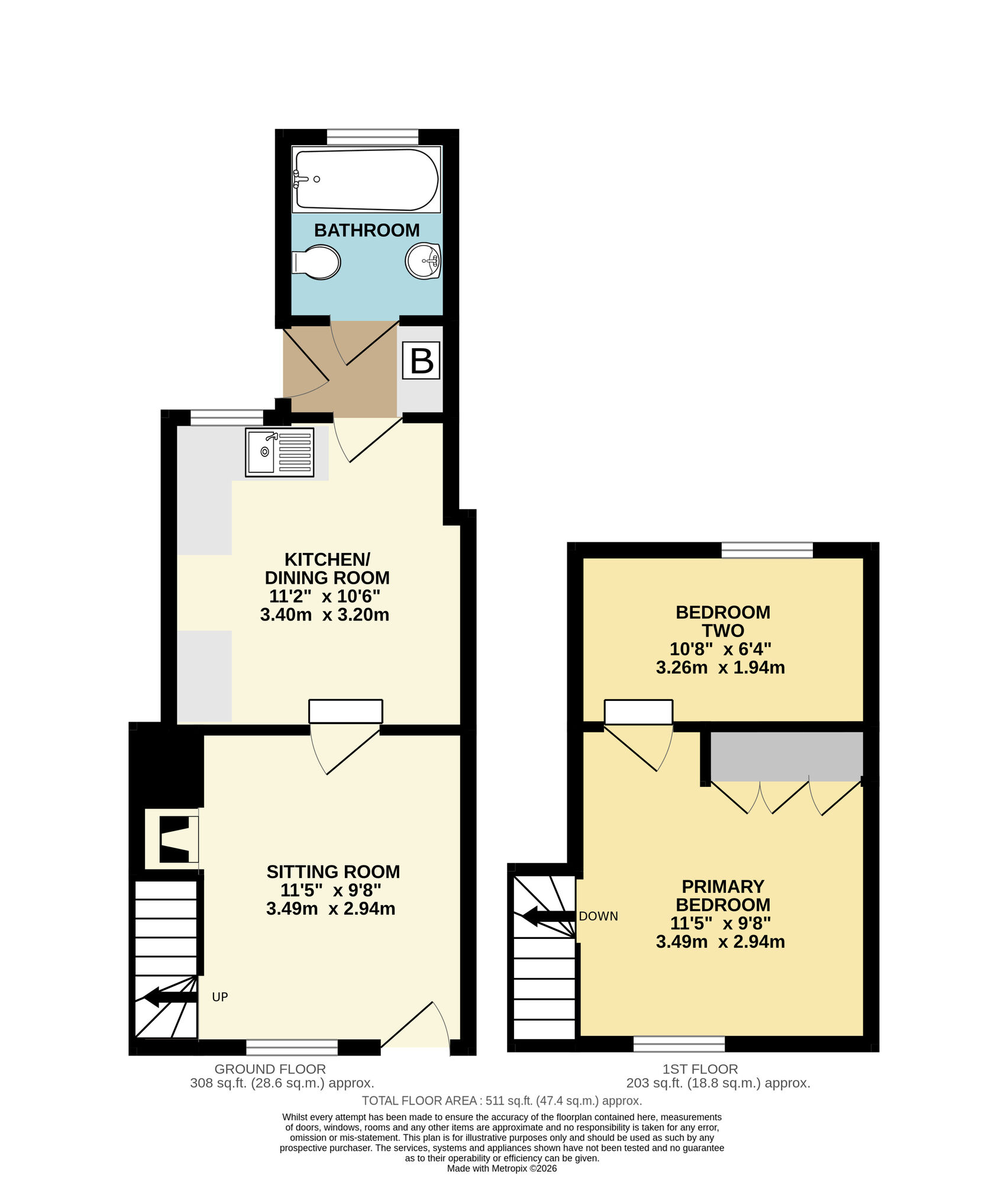 Floorplan of 2 bedroom Mid Terrace House for sale, Ingate, Beccles, Suffolk, NR34
