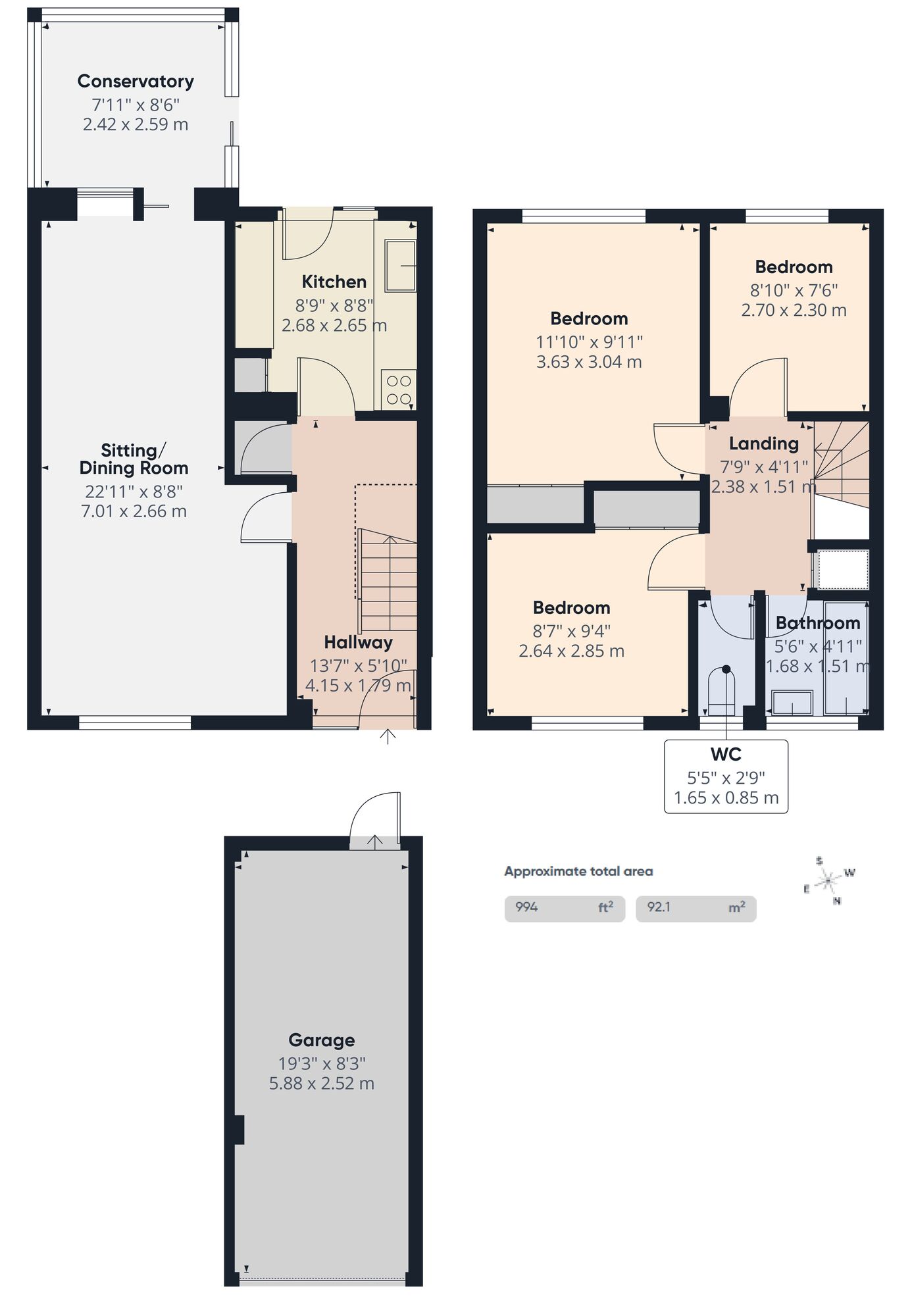 Floorplan of 3 bedroom Mid Terrace House for sale, Fairfax Court, Beccles, Suffolk, NR34