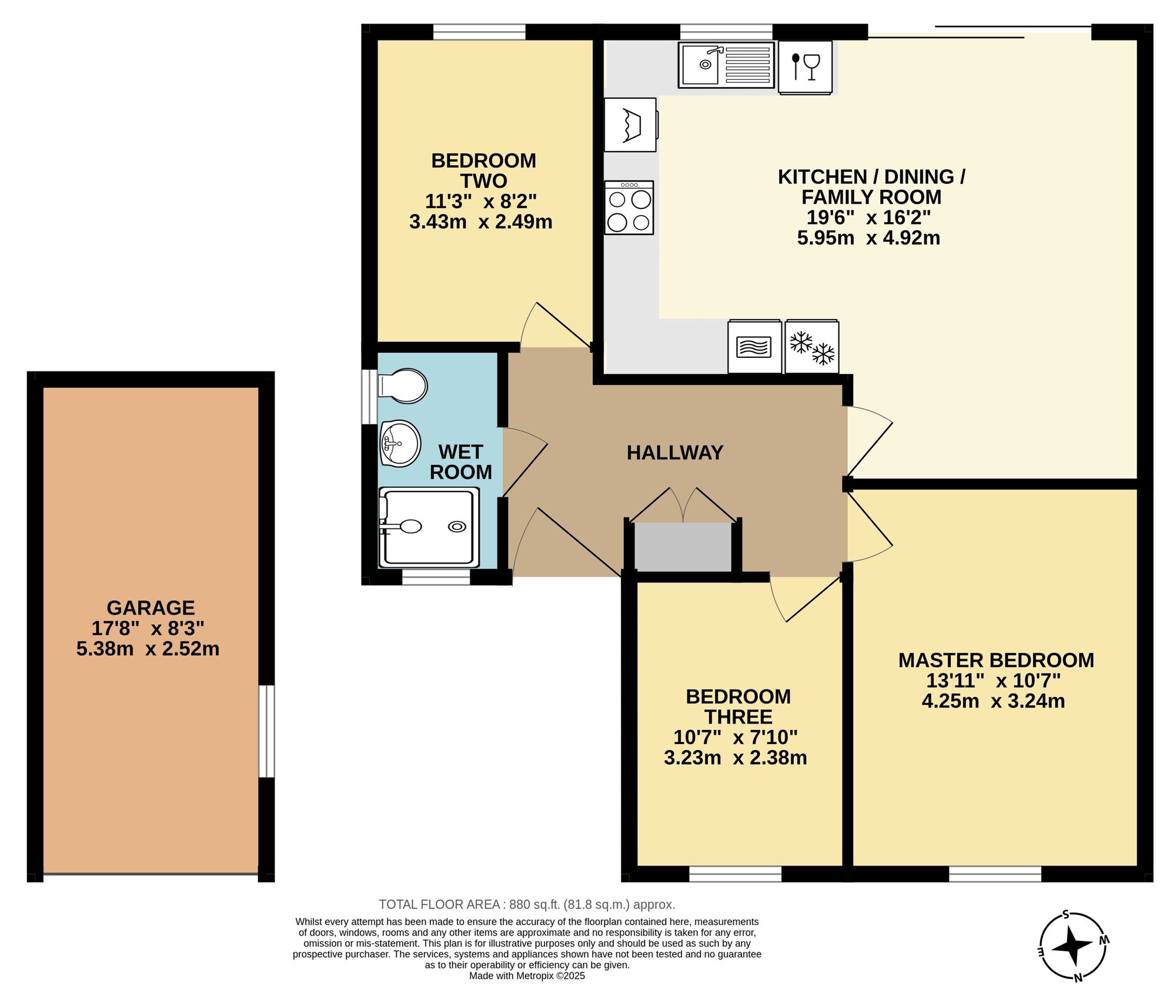 Floorplan of 3 bedroom Detached Bungalow for sale, Brick Kiln Avenue, Beccles, Suffolk, NR34