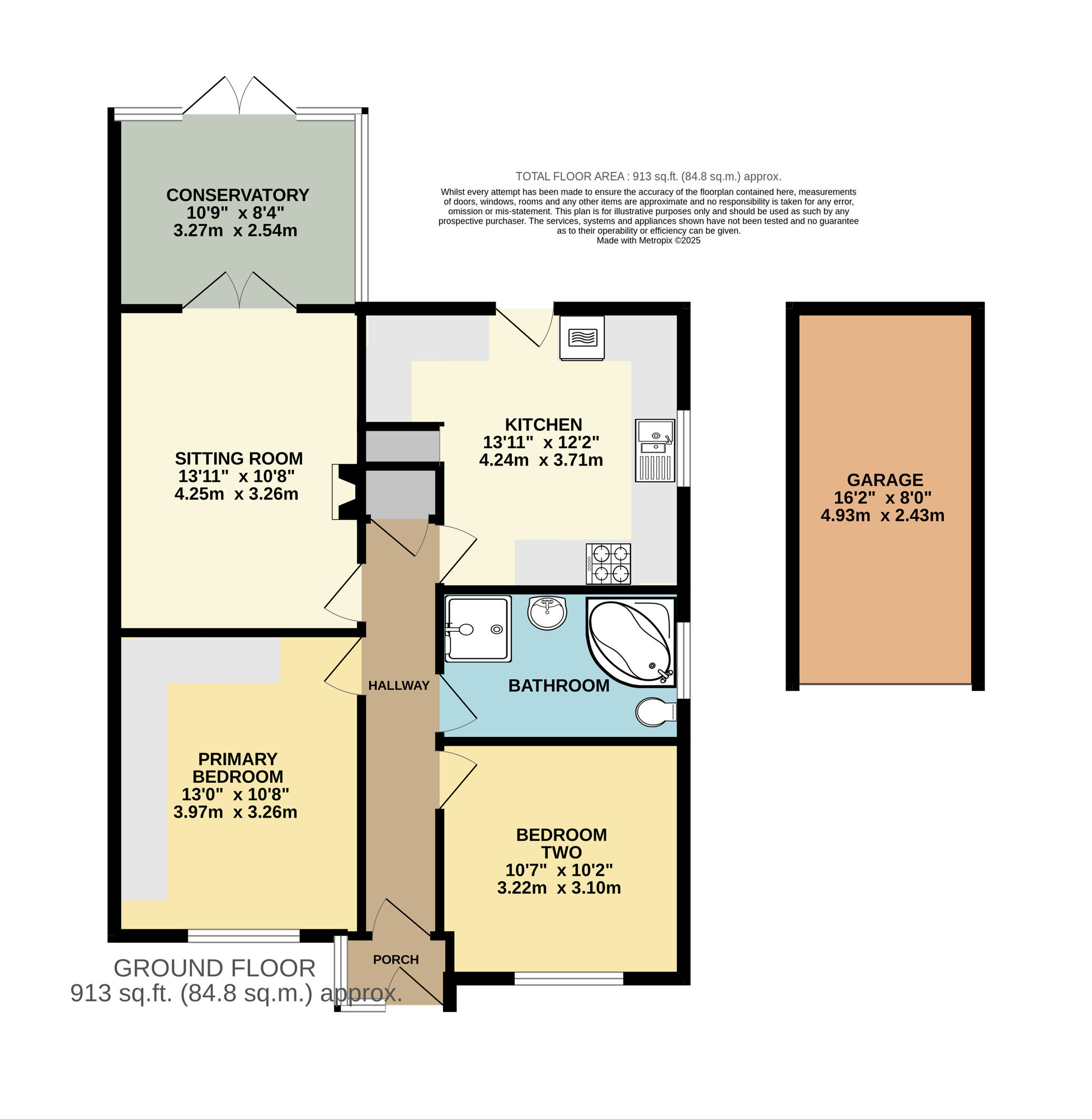 Floorplan of 2 bedroom Semi Detached Bungalow for sale, Merrifield Road, Lowestoft, Suffolk, NR33