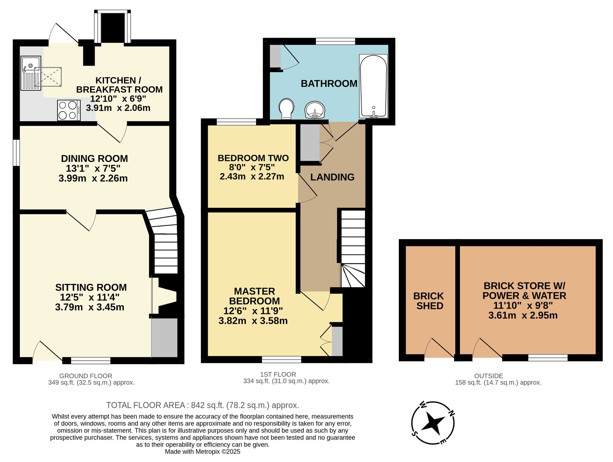 Floorplan of 2 bedroom Semi Detached House for sale, Wingfield Street, Bungay, Suffolk, NR35