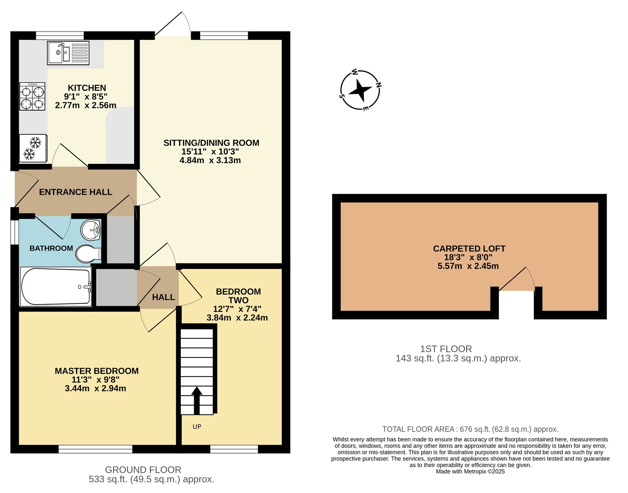 Floorplan of 2 bedroom Semi Detached Bungalow for sale, Mill Hill Drive, Halesworth, Suffolk, IP19