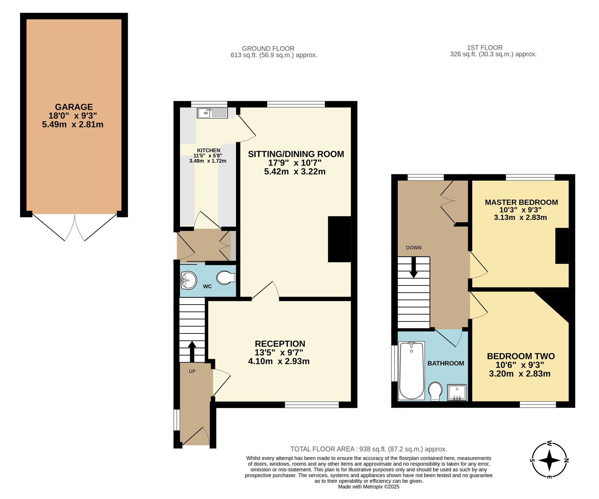 Floorplan of 2 bedroom Semi Detached House for sale, Rushmere Road, Carlton Colville, Suffolk, NR33