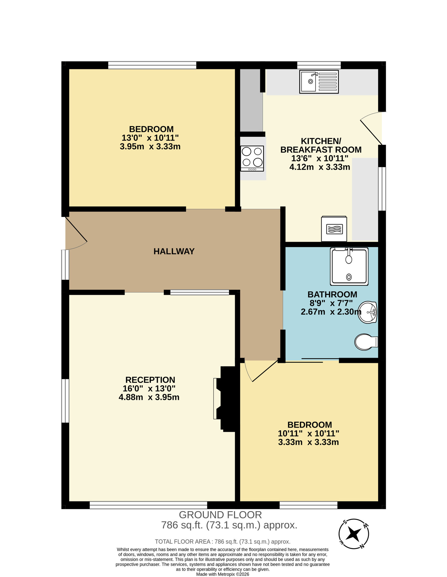 Floorplan of 2 bedroom Detached Bungalow for sale, Ellough Road, Beccles, Suffolk, NR34