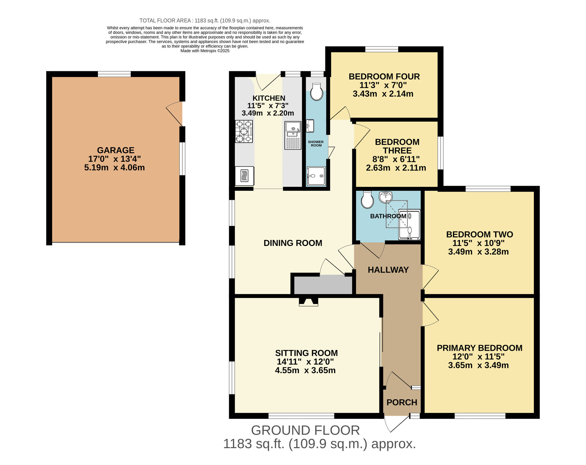 Floorplan of 4 bedroom Detached Bungalow for sale, Park Drive, Worlingham, Suffolk, NR34