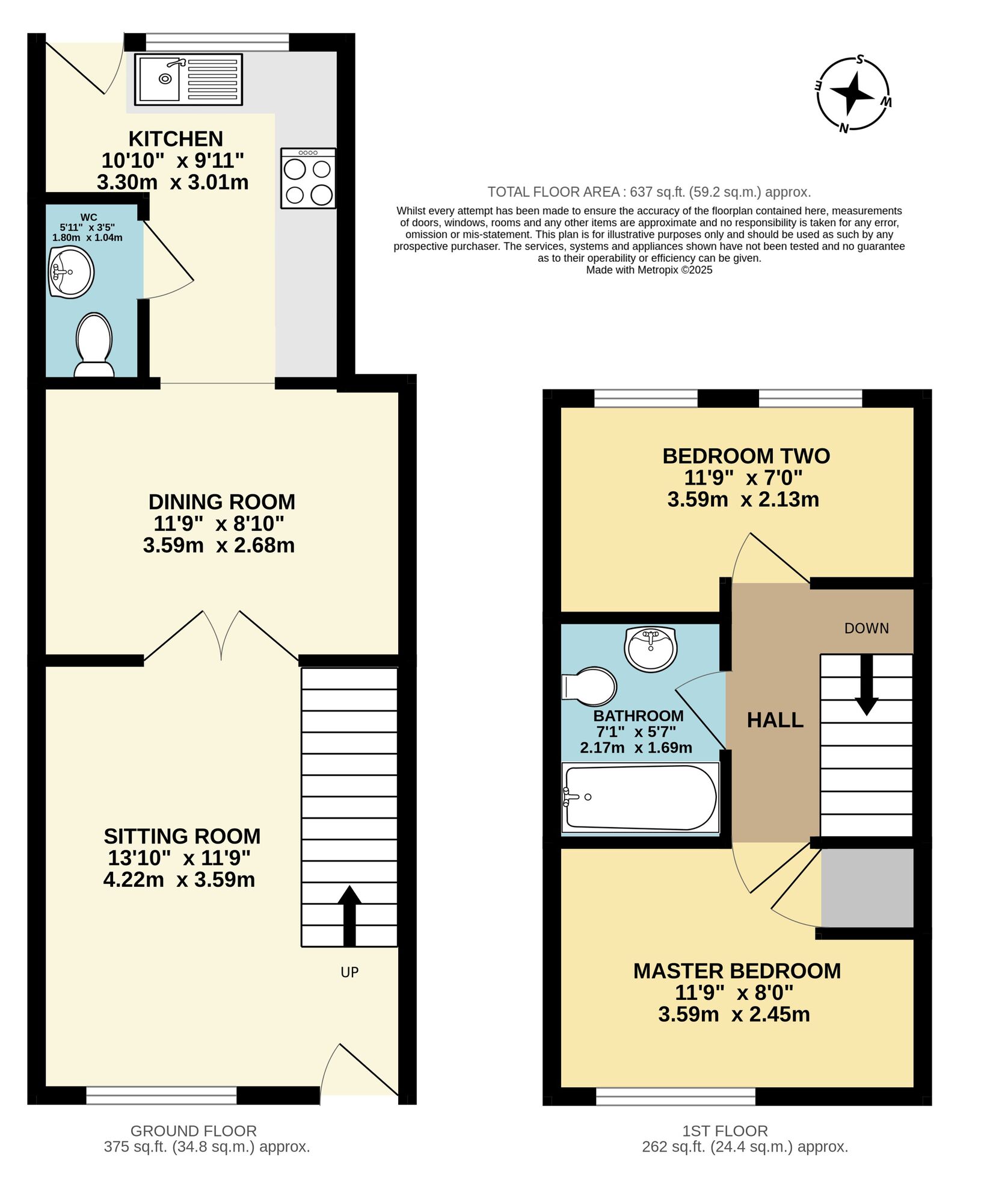 Floorplan of 2 bedroom Mid Terrace House for sale, Fair Close, Beccles, Suffolk, NR34