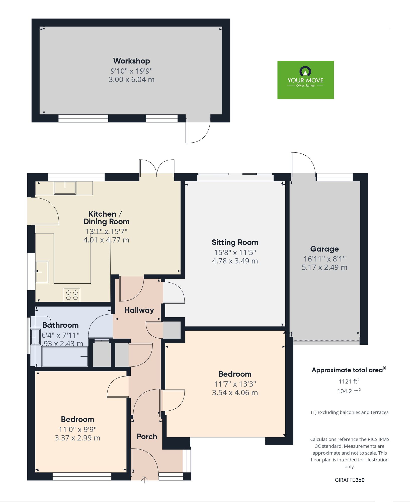 Floorplan of 2 bedroom Detached Bungalow for sale, Turner Close, Ditchingham, Norfolk, NR35
