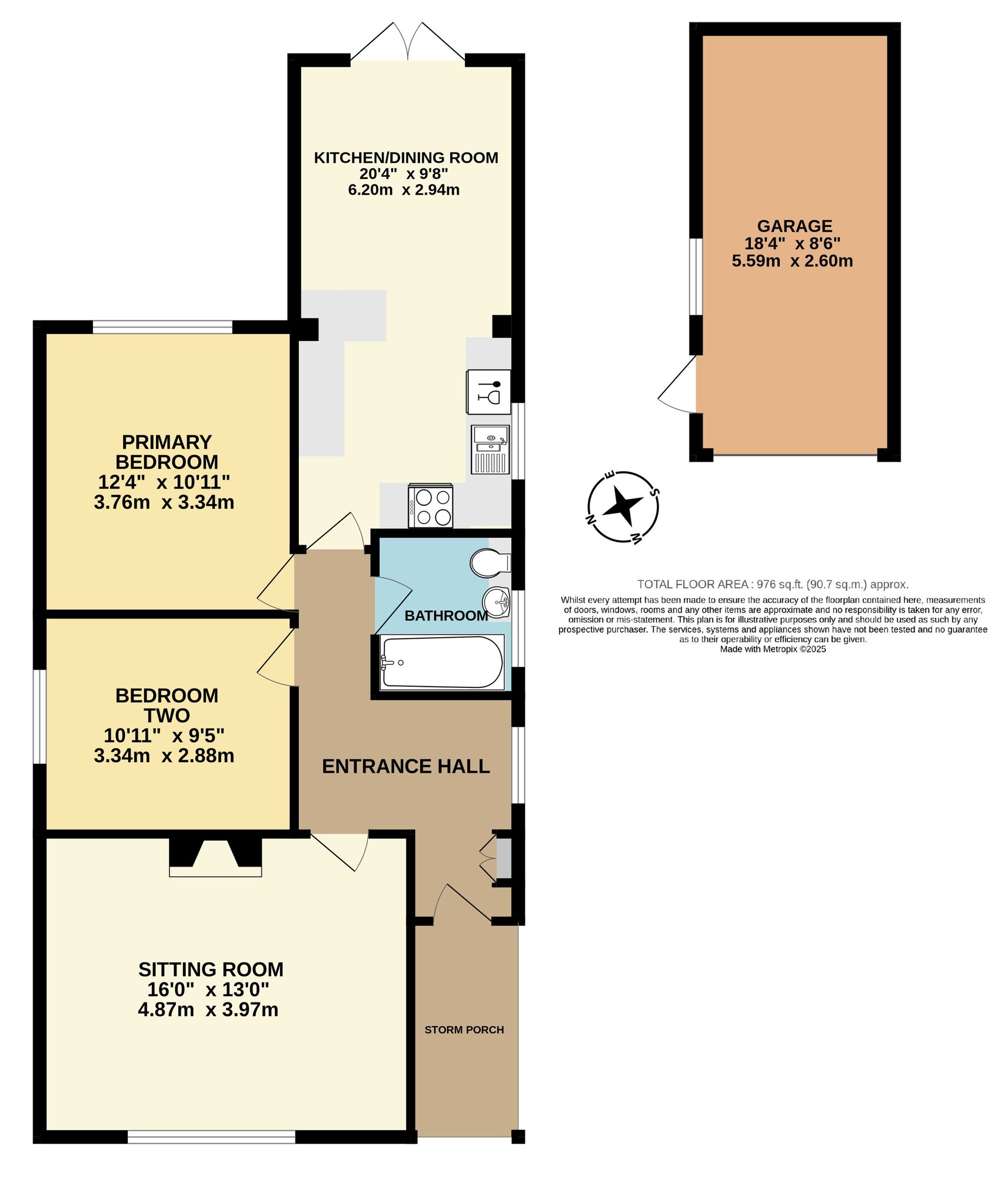 Floorplan of 2 bedroom Detached Bungalow for sale, Darby Road, Suffolk, NR34