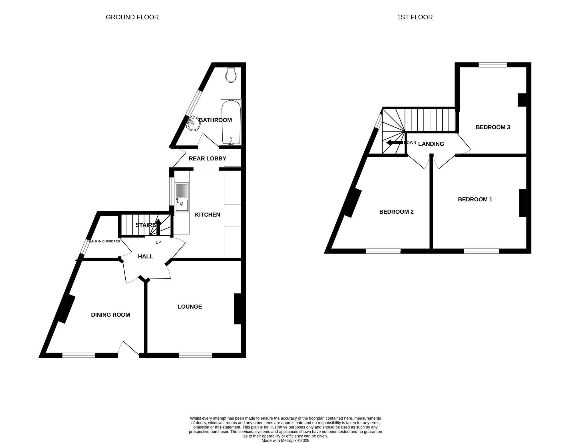 Floorplan of 3 bedroom End Terrace House for sale, Crown Street West, Lowestoft, Suffolk, NR32