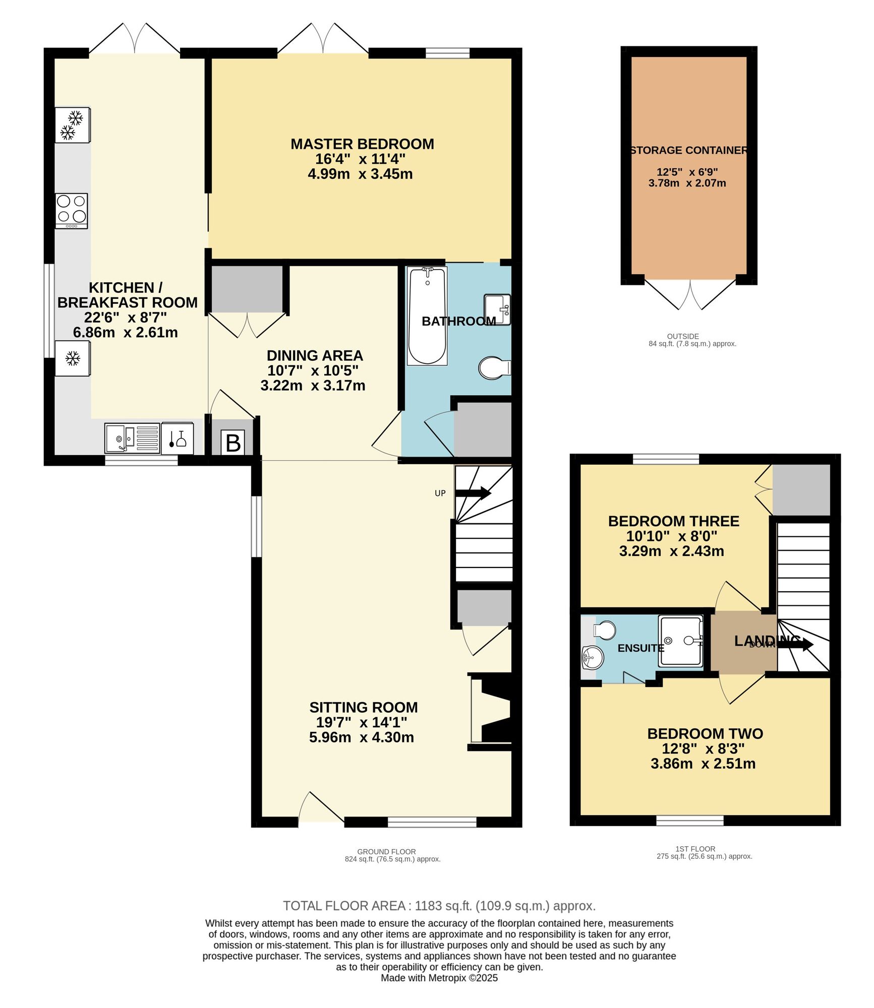 Floorplan of 3 bedroom Semi Detached House for sale, Darby Road, Beccles, Suffolk, NR34