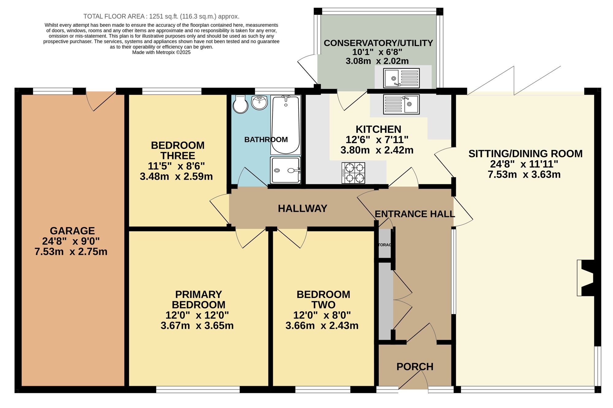 Floorplan of 3 bedroom Detached Bungalow for sale, Hillside Avenue, Worlingham, Suffolk, NR34