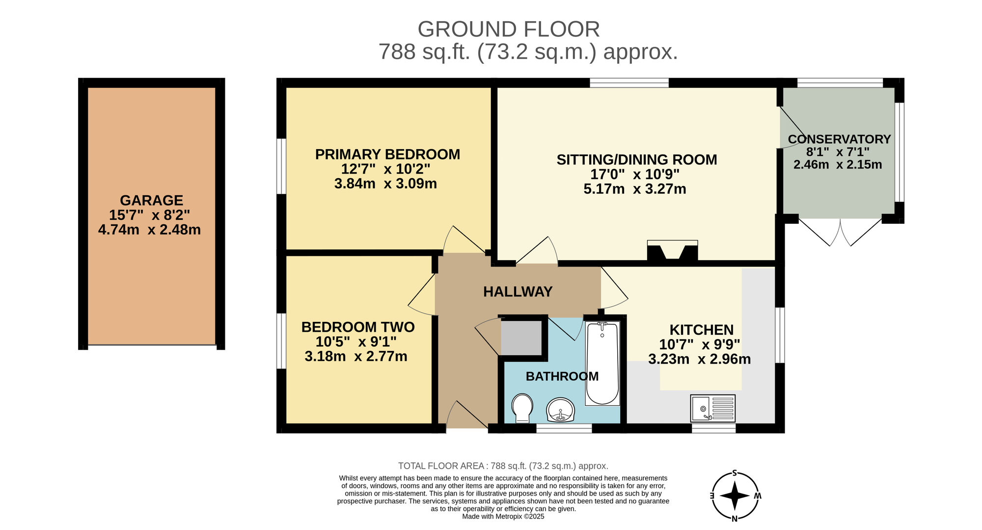 Floorplan of 2 bedroom Detached Bungalow for sale, Cannell Road, Loddon, Norfolk, NR14