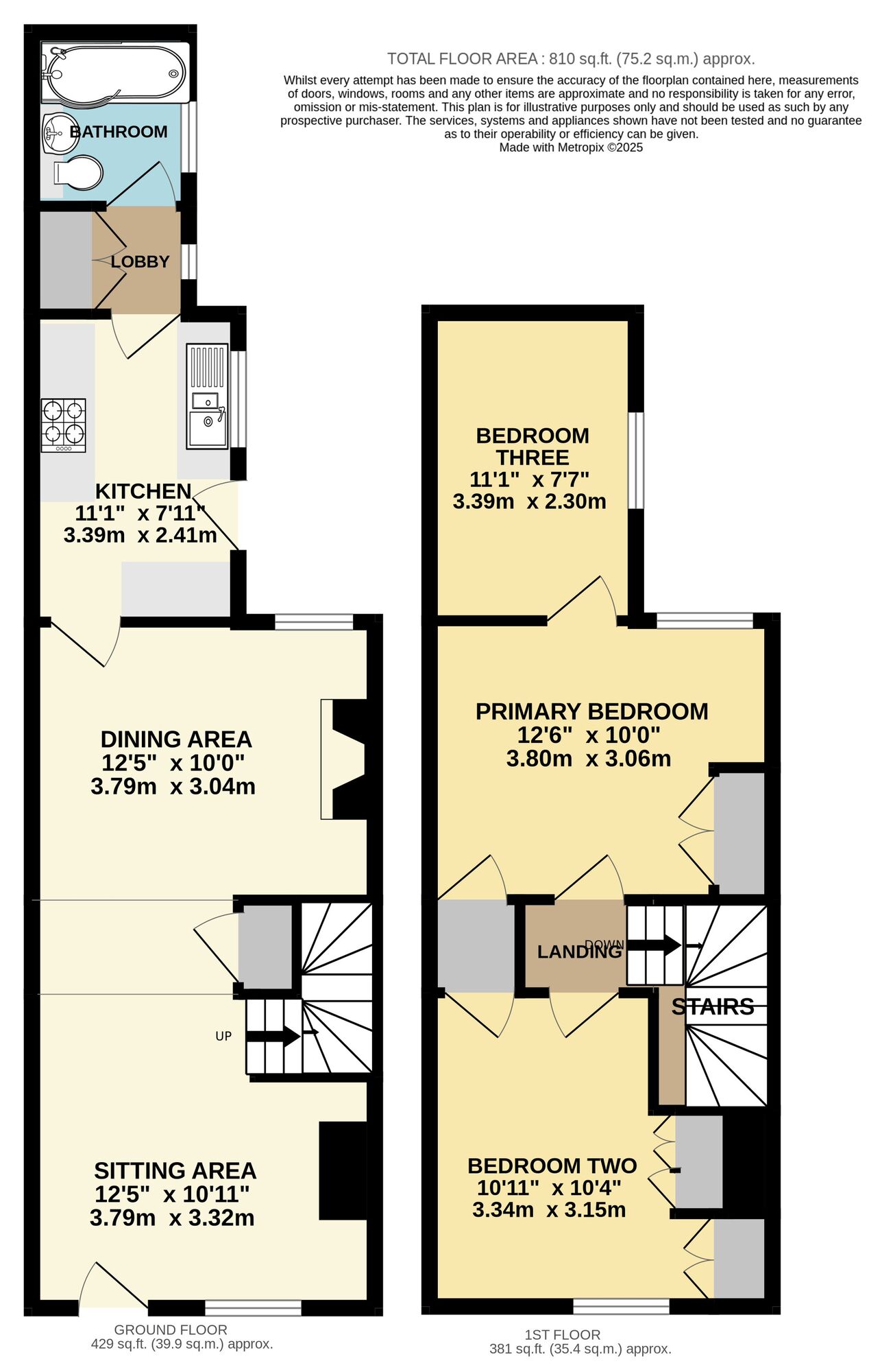 Floorplan of 3 bedroom Mid Terrace House for sale, Denmark Road, Beccles, Suffolk, NR34