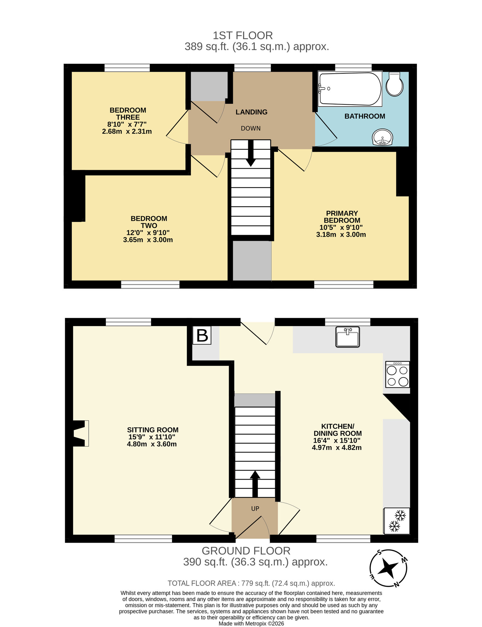 Floorplan of 3 bedroom Semi Detached House for sale, Ellough Road, Beccles, Suffolk, NR34