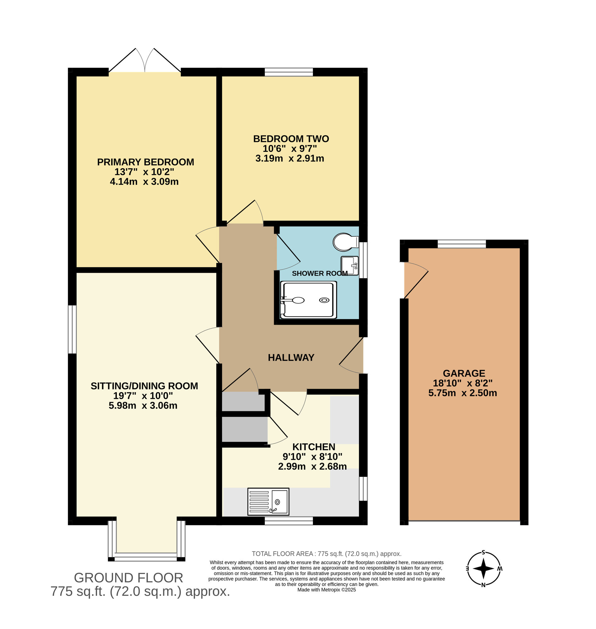 Floorplan of 2 bedroom Detached Bungalow for sale, Stanton Close, Beccles, Suffolk, NR34