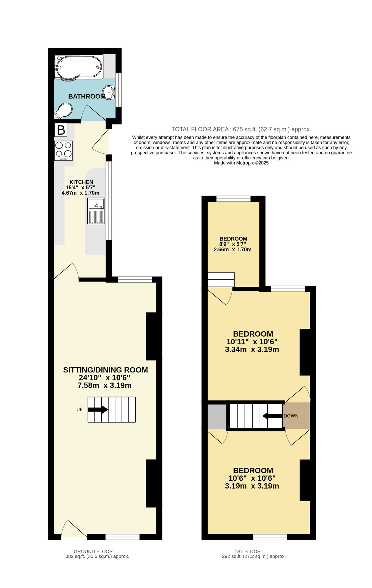 Floorplan of 3 bedroom Mid Terrace House for sale, Oxford Road, Lowestoft, Suffolk, NR32