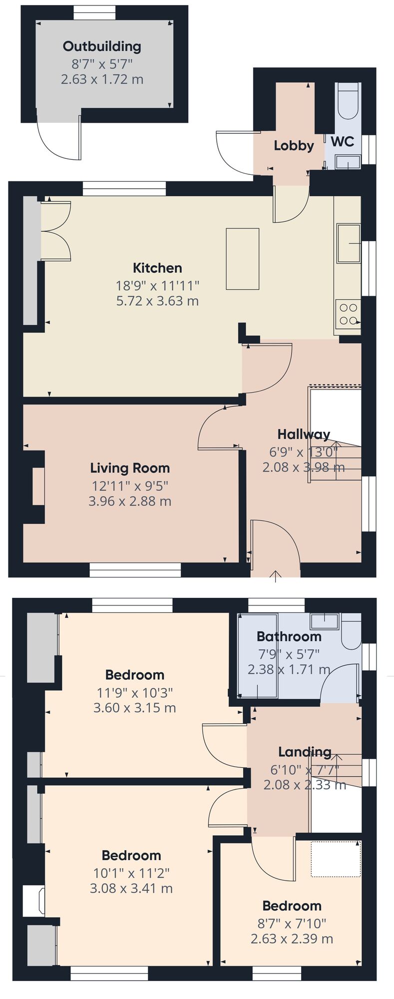 Floorplan of 3 bedroom Semi Detached House for sale, Pleasant Place, Beccles, Suffolk, NR34
