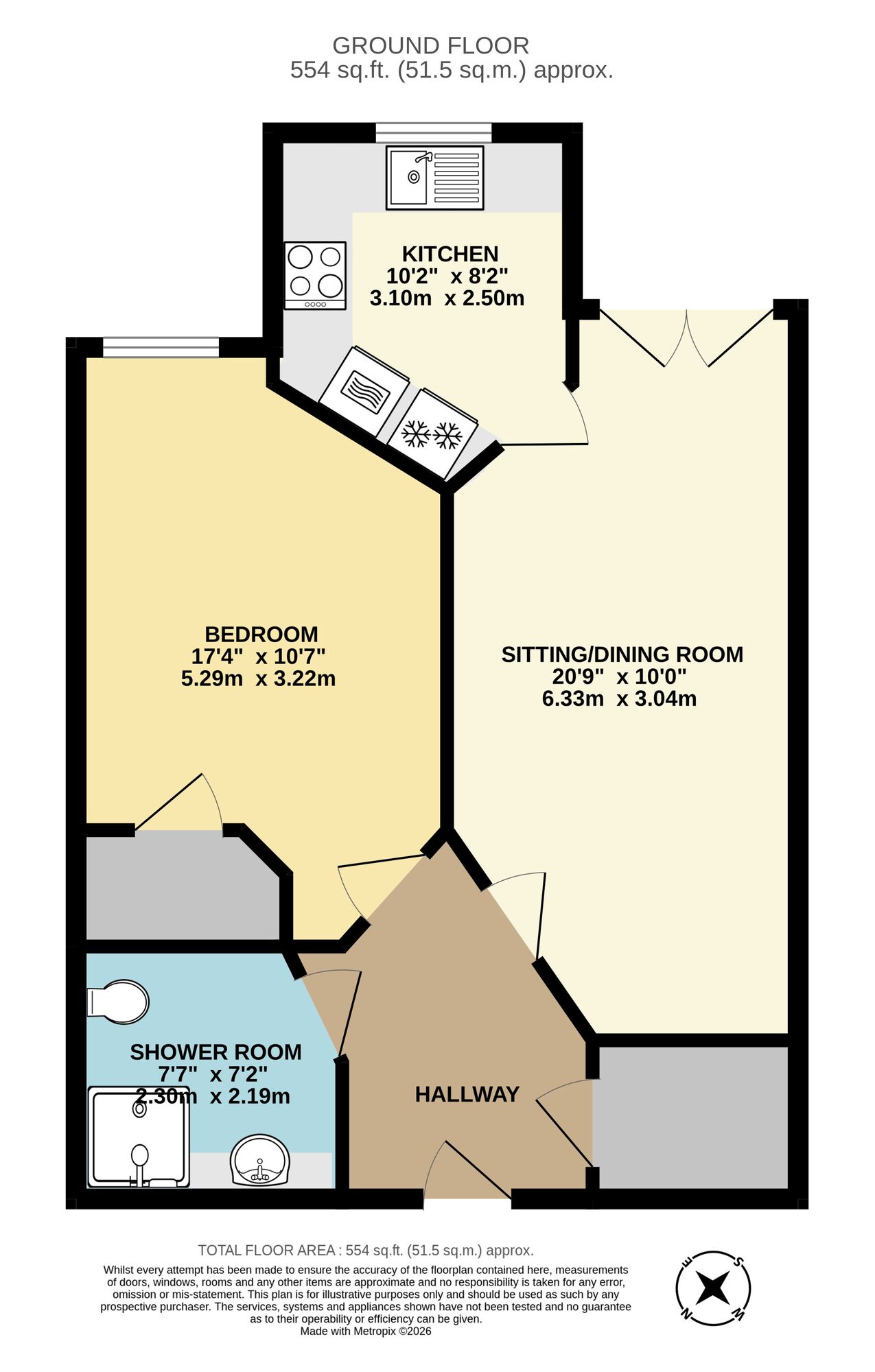 Floorplan of 1 bedroom Flat for sale, Elliott Garrood Gardens, Beccles, Suffolk, NR34