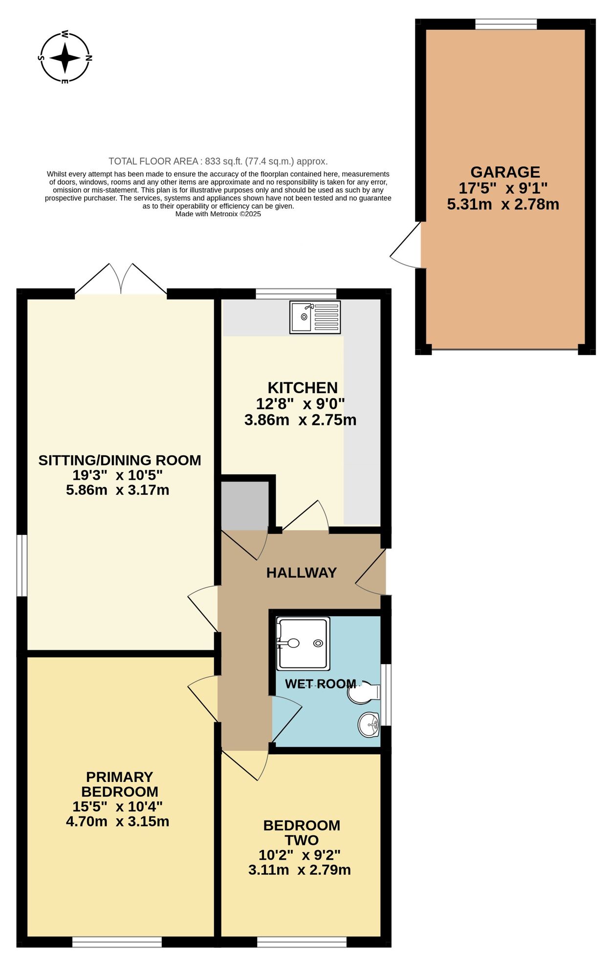 Floorplan of 2 bedroom Detached Bungalow for sale, Nicholson Drive, Beccles, Suffolk, NR34
