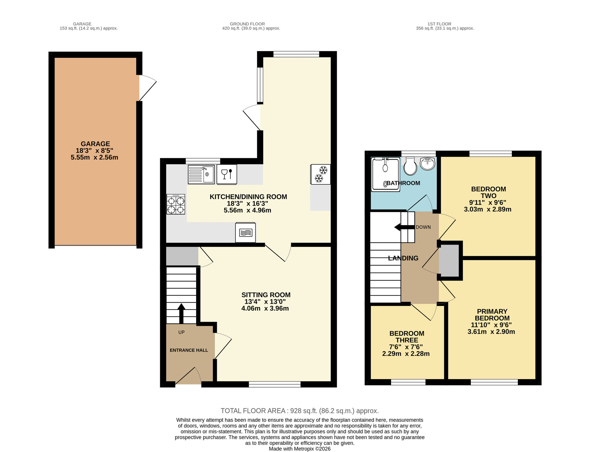 Floorplan of 3 bedroom Semi Detached House for sale, Copper Beech Drive, Carlton Colville, Suffolk, NR33