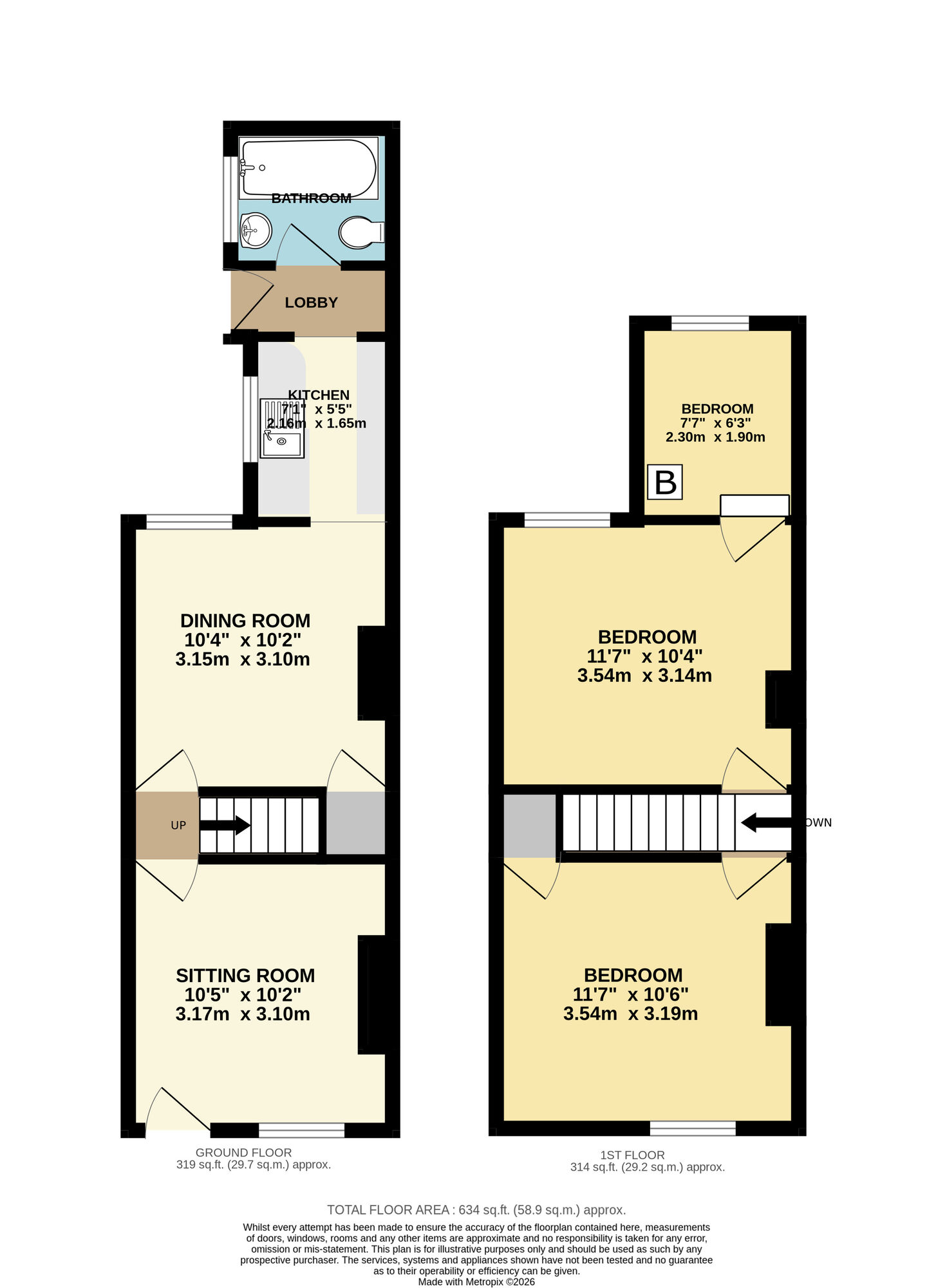 Floorplan of 3 bedroom Mid Terrace House for sale, Morton Road, Lowestoft, Suffolk, NR33