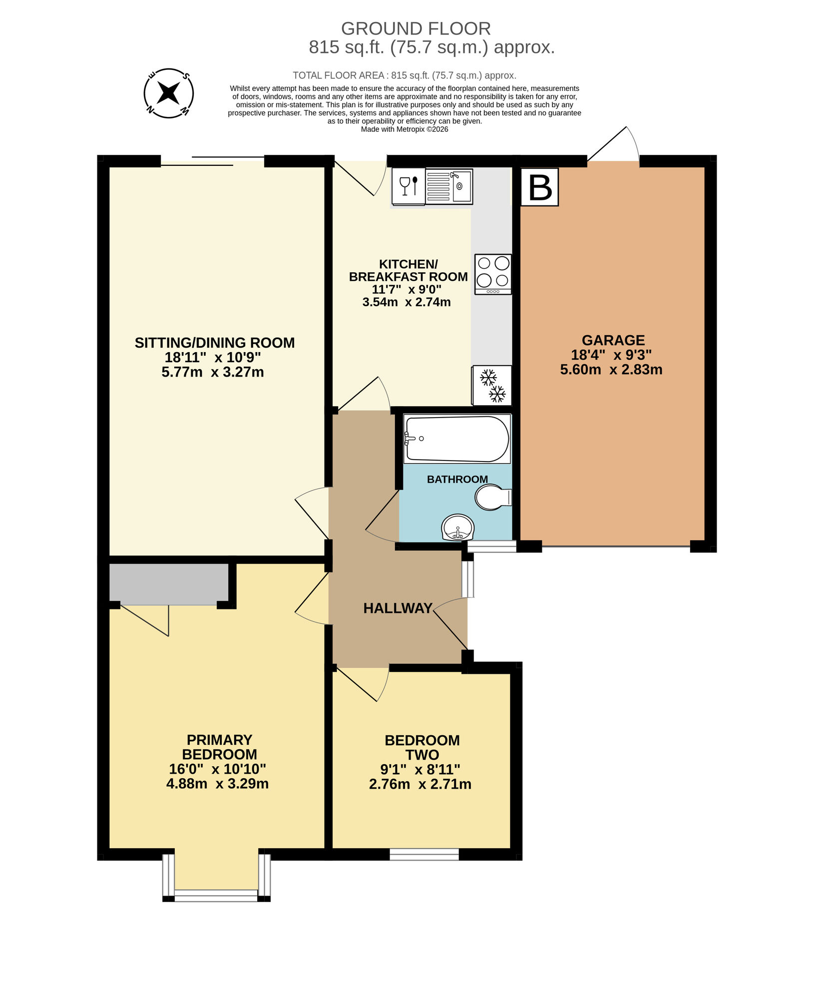 Floorplan of 2 bedroom Detached Bungalow for sale, Richard Crampton Road, Beccles, Suffolk, NR34