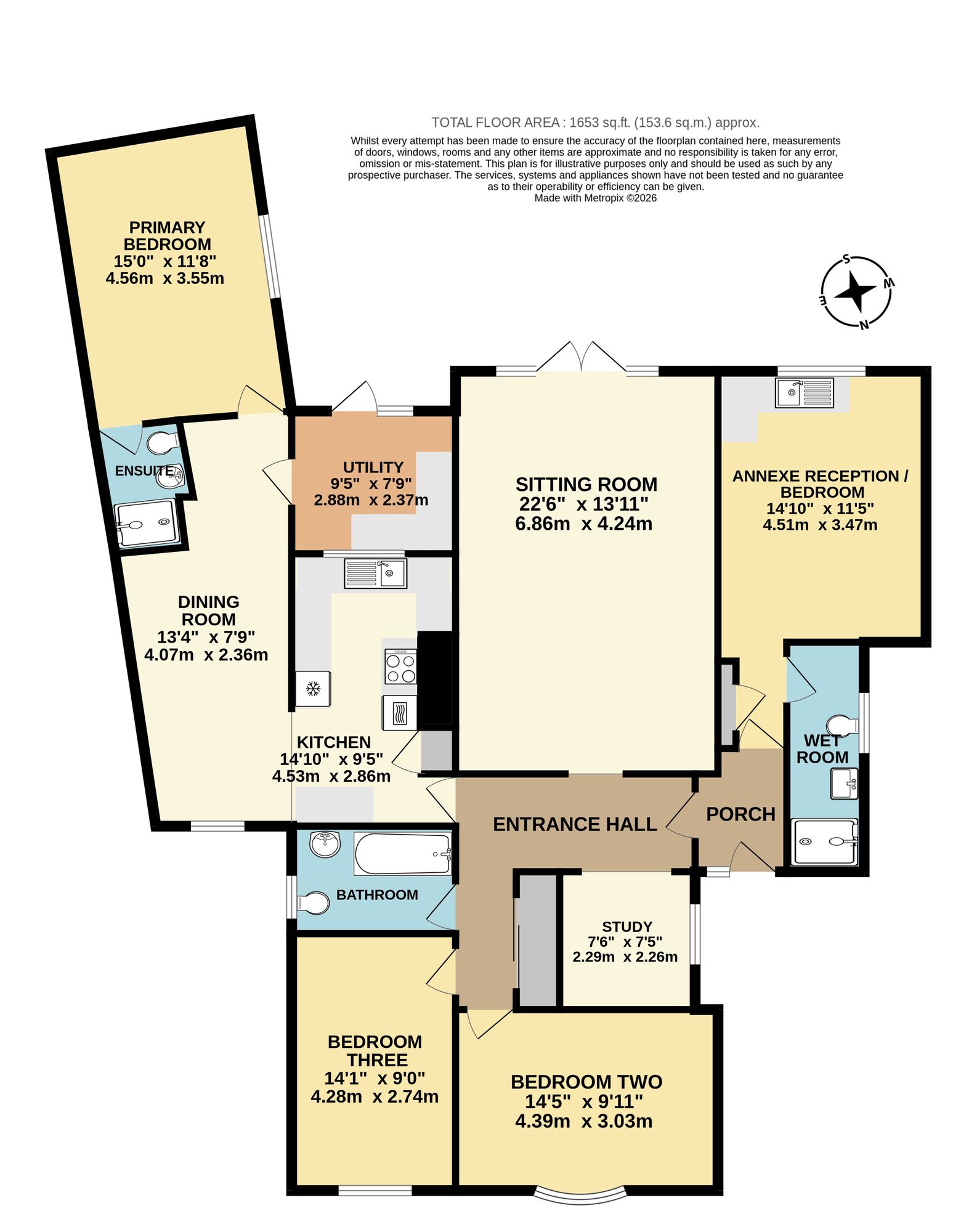 Floorplan of 4 bedroom Detached Bungalow for sale, Highland Drive, Worlingham, Suffolk, NR34