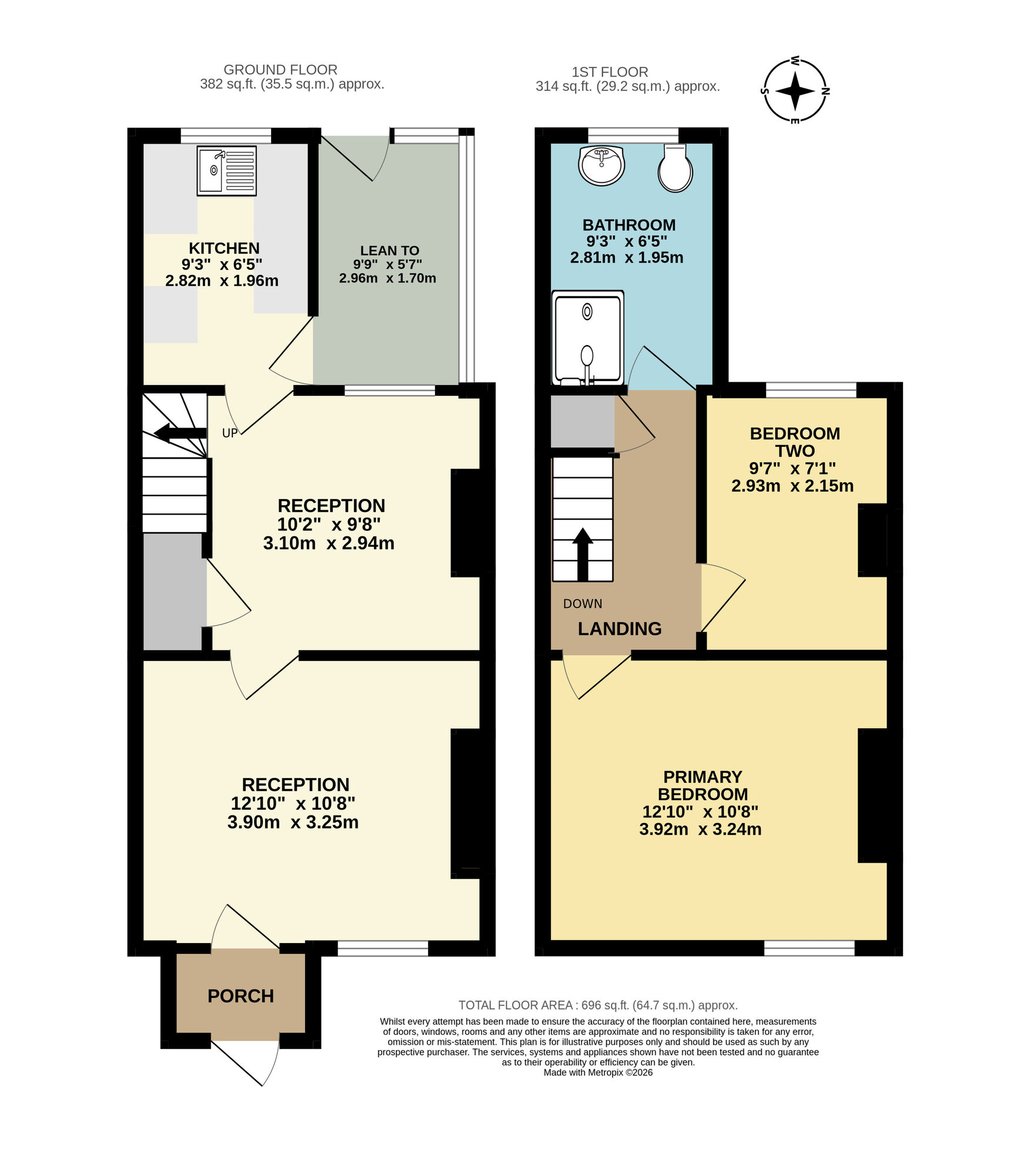 Floorplan of 2 bedroom Mid Terrace House for sale, Fair Close, Beccles, Suffolk, NR34