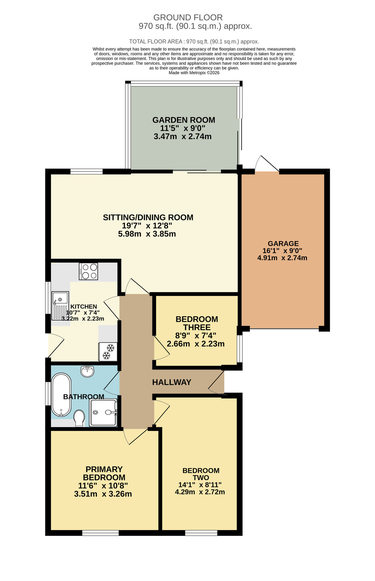 Floorplan of 3 bedroom Detached Bungalow for sale, Bluebell Way, Worlingham, Suffolk, NR34