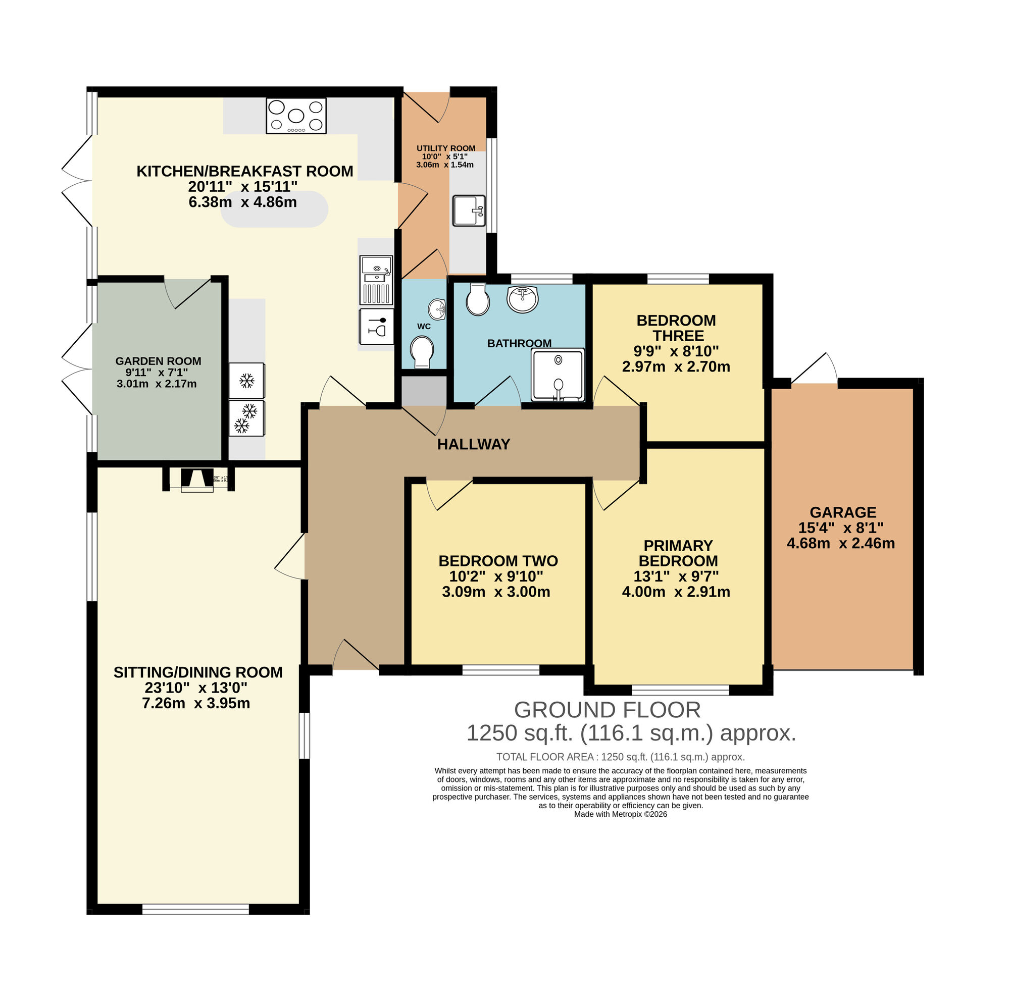 Floorplan of 3 bedroom Detached Bungalow for sale, Lowestoft Road, Worlingham, Suffolk, NR34