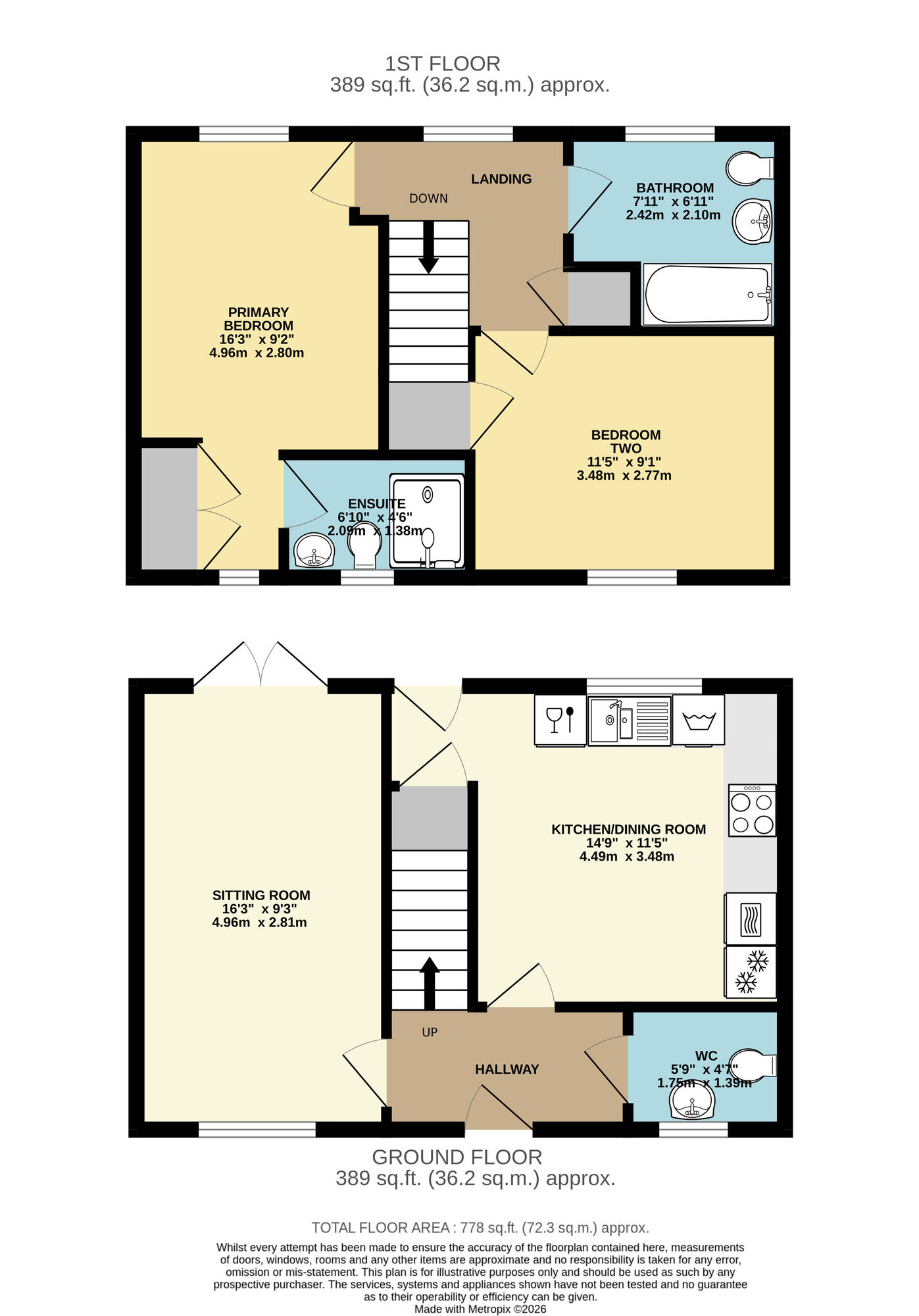 Floorplan of 2 bedroom Semi Detached House for sale, Mayfly Way, Beccles, Suffolk, NR34