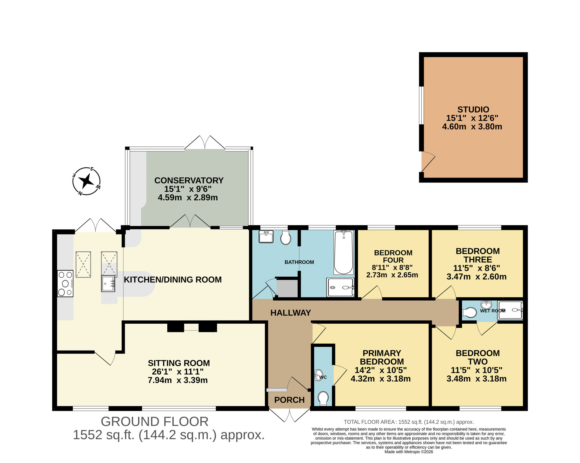 Floorplan of 4 bedroom Detached Bungalow for sale, Southend Road, Bungay, Suffolk, NR35